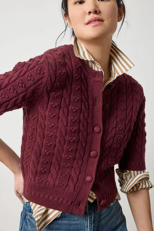 Short Sleeve Cardigan Sweater - Plum-Lilla P-Happy on Main