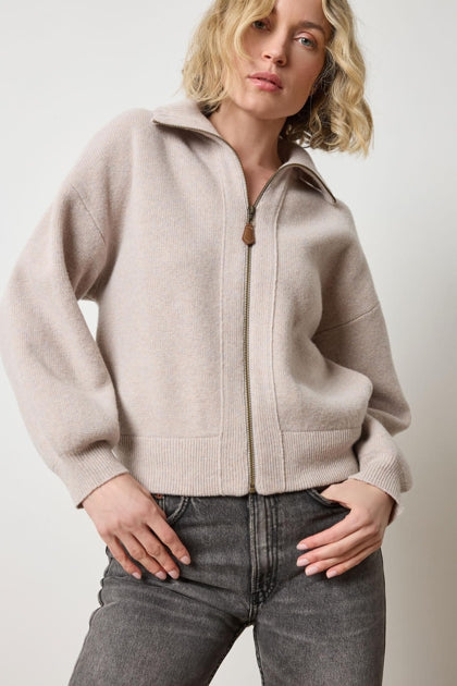 Zip Front Polo Cardigan - Quartz-Lilla P-Happy on Main