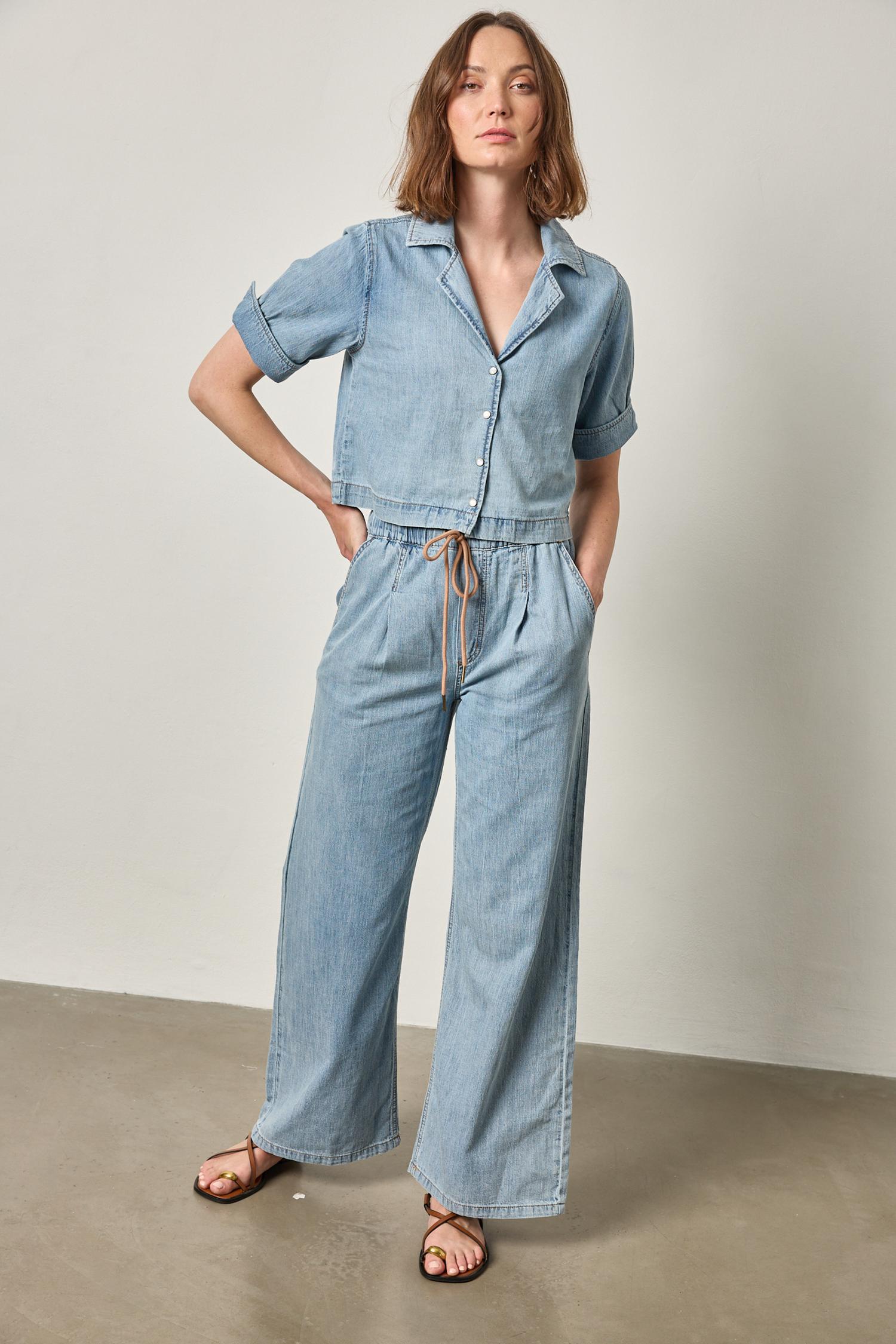 Denim Cuffed Shirt - Blue Wash-Lilla P-Happy on Main