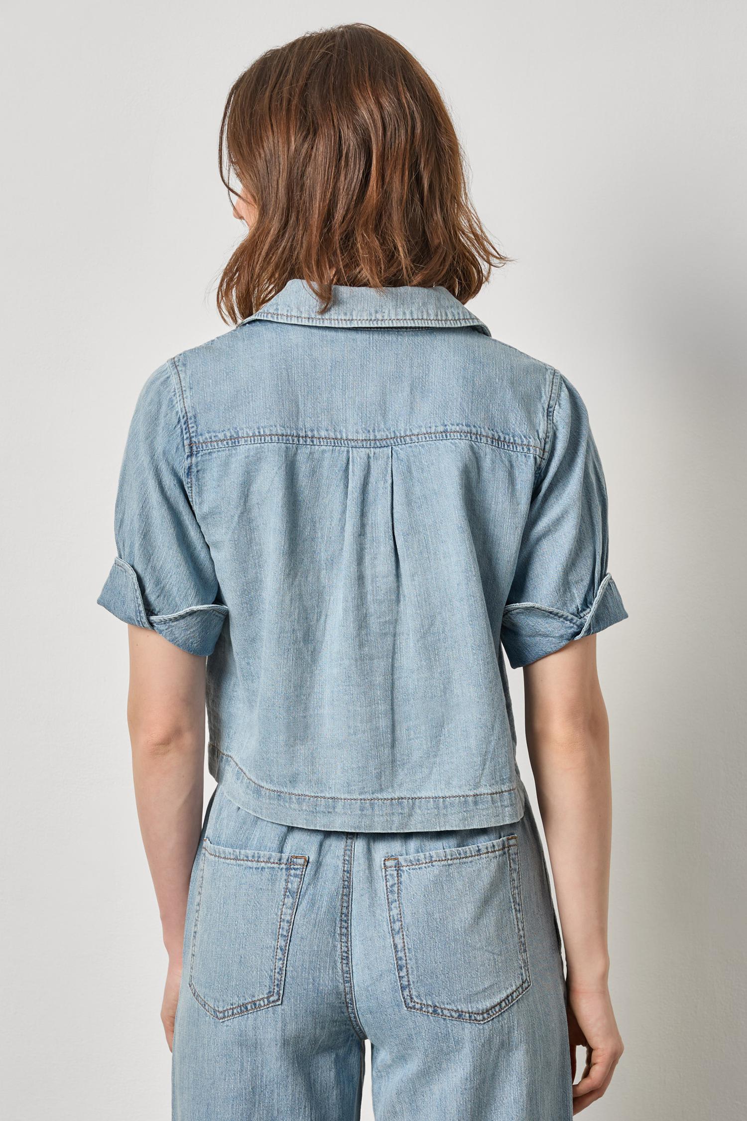 Denim Cuffed Shirt - Blue Wash-Lilla P-Happy on Main