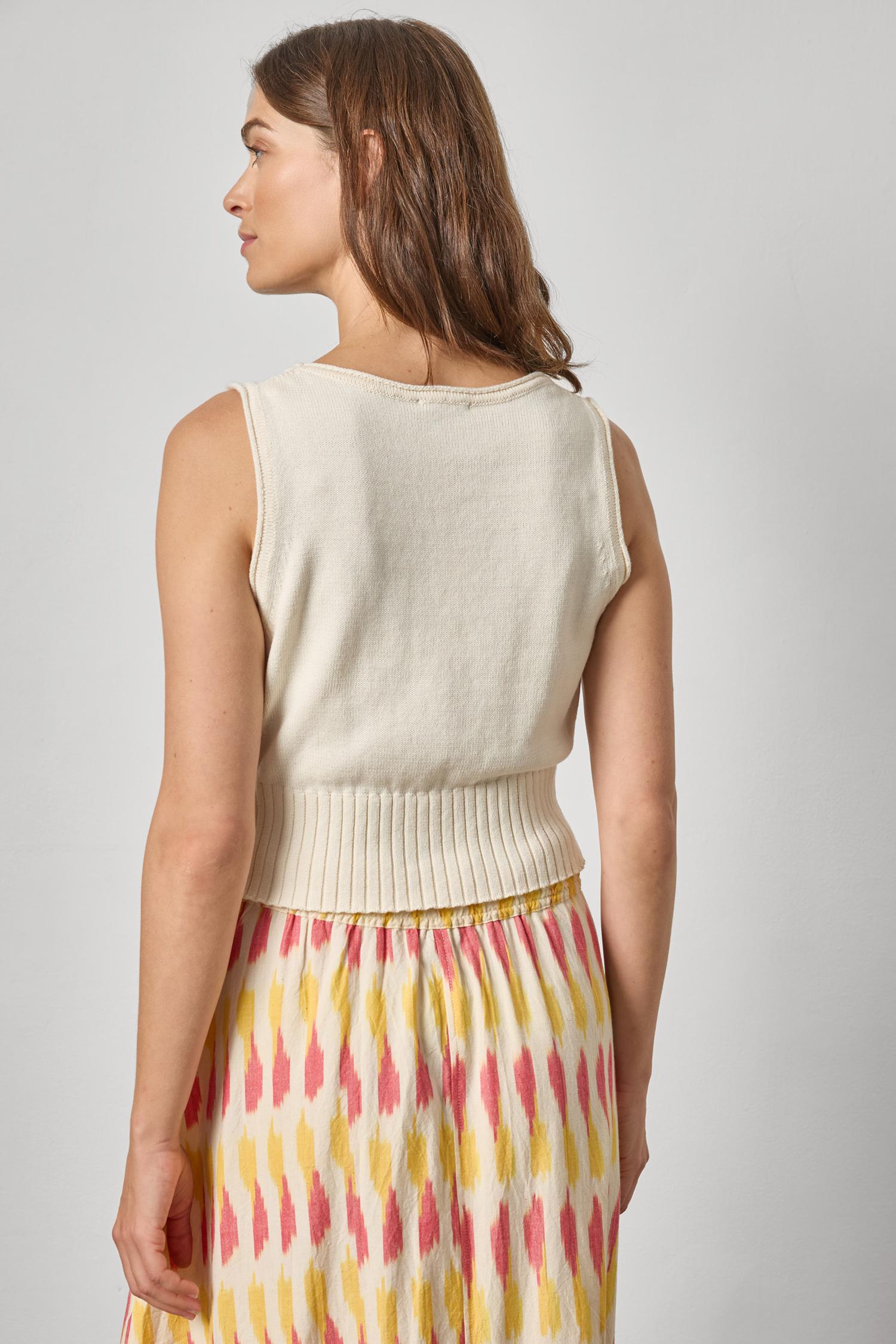 Cropped Scoop Tank Sweater - Off White-Lilla P-Happy on Main