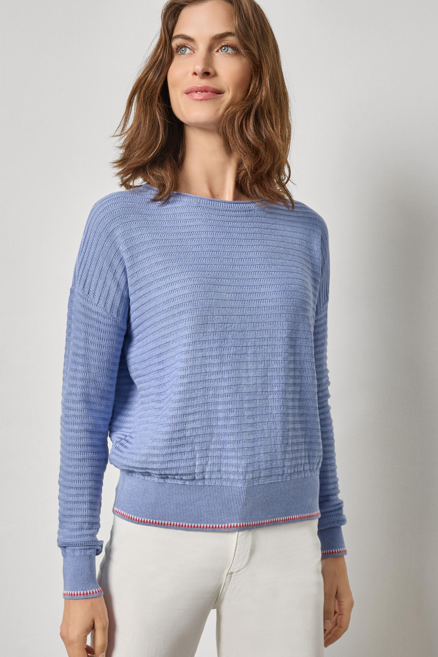Tipped Hem Wide Neck Sweater - Cornflower-Lilla P-Happy on Main