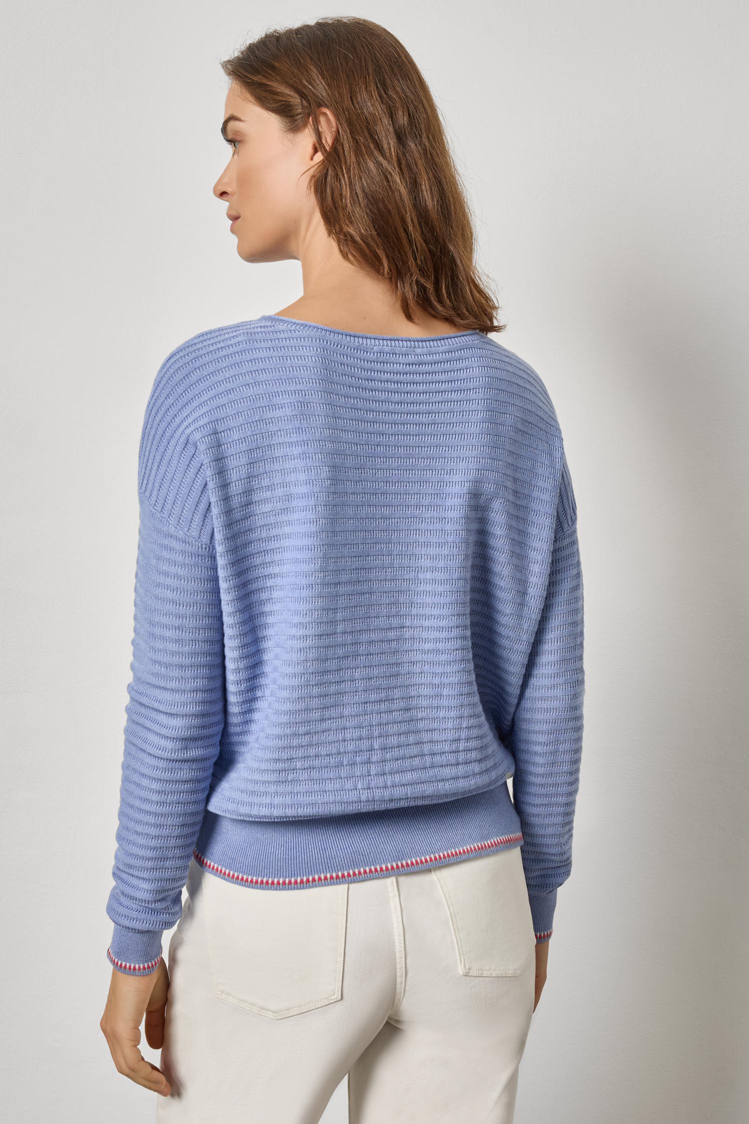 Tipped Hem Wide Neck Sweater - Cornflower-Lilla P-Happy on Main