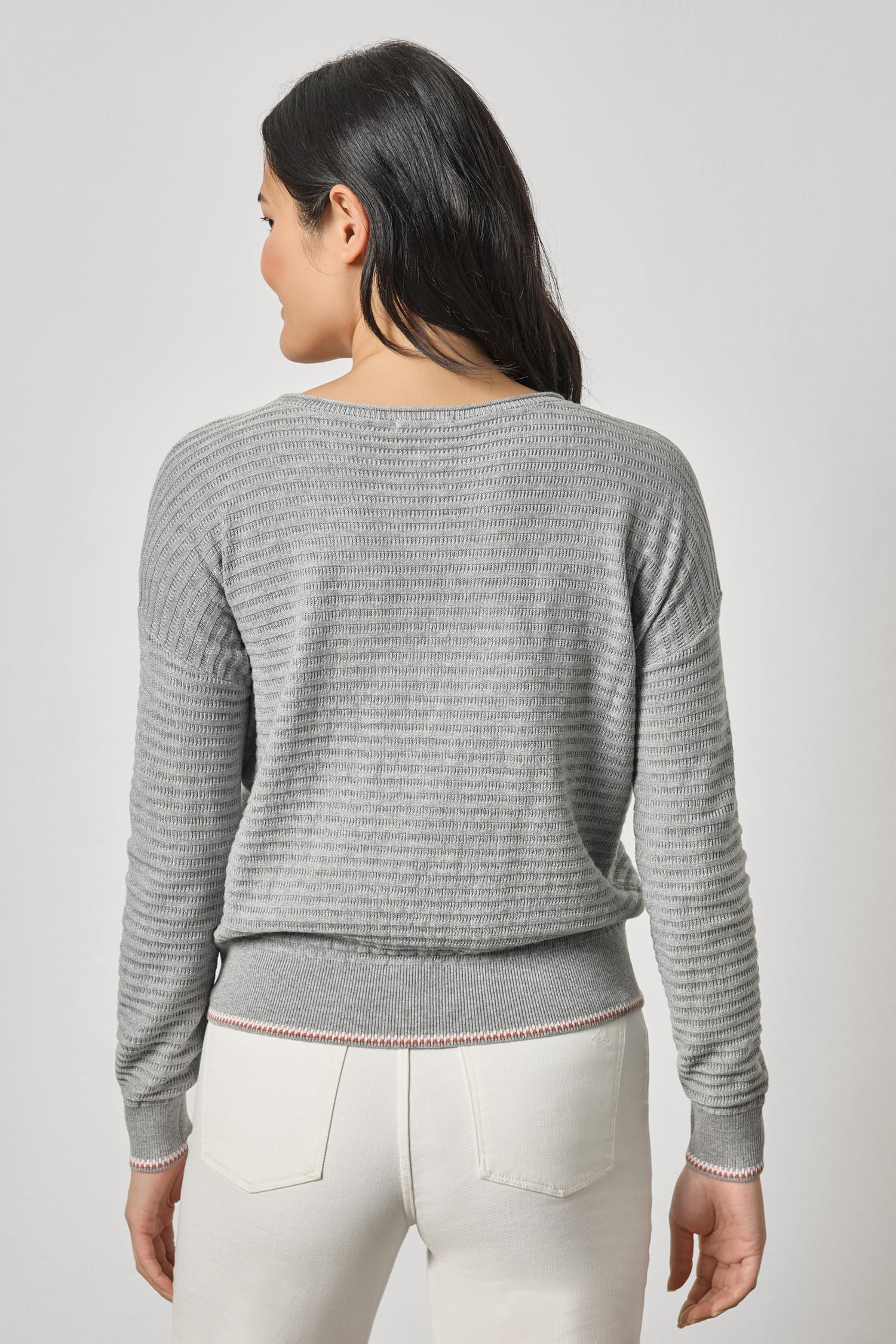 Tipped Hem Wide Neck Sweater - Heather Grey-Lilla P-Happy on Main