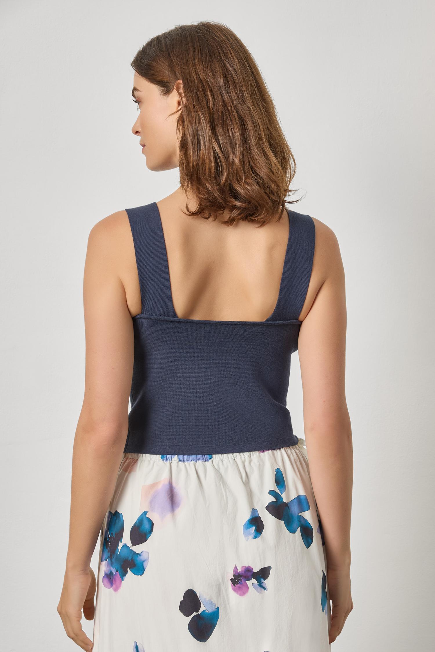 Wide Strap Knit Tank - Navy-Lilla P-Happy on Main