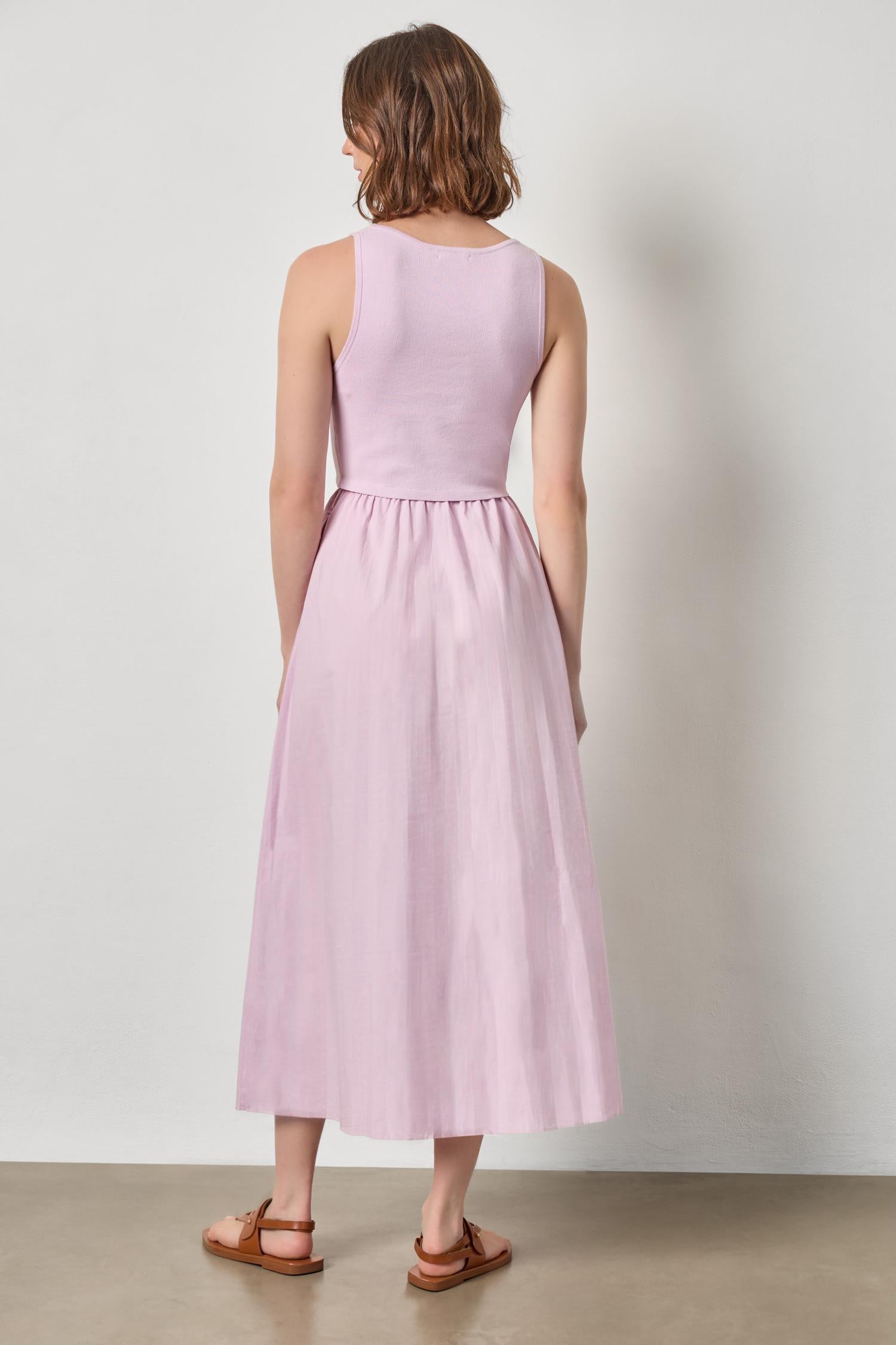 Mixed Media Scoop Neck Dress - Lavender-Lilla P-Happy on Main