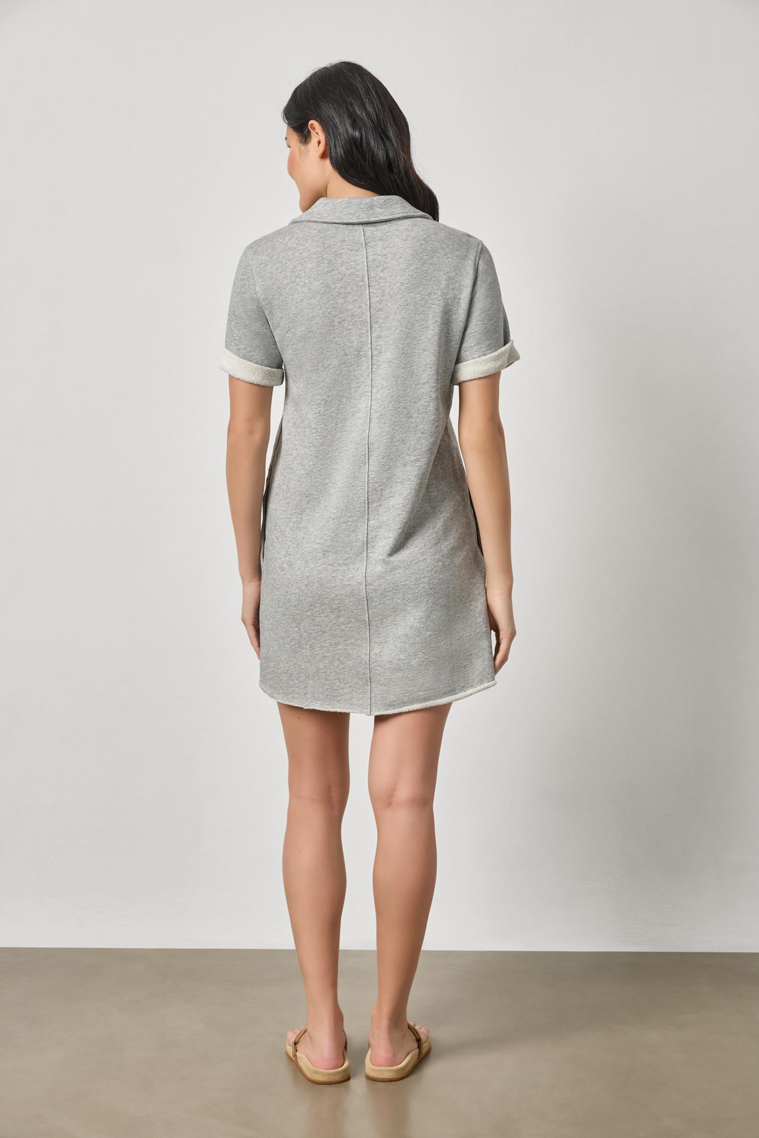 Raw Hem Terry Dress - Heather Grey-Lilla P-Happy on Main