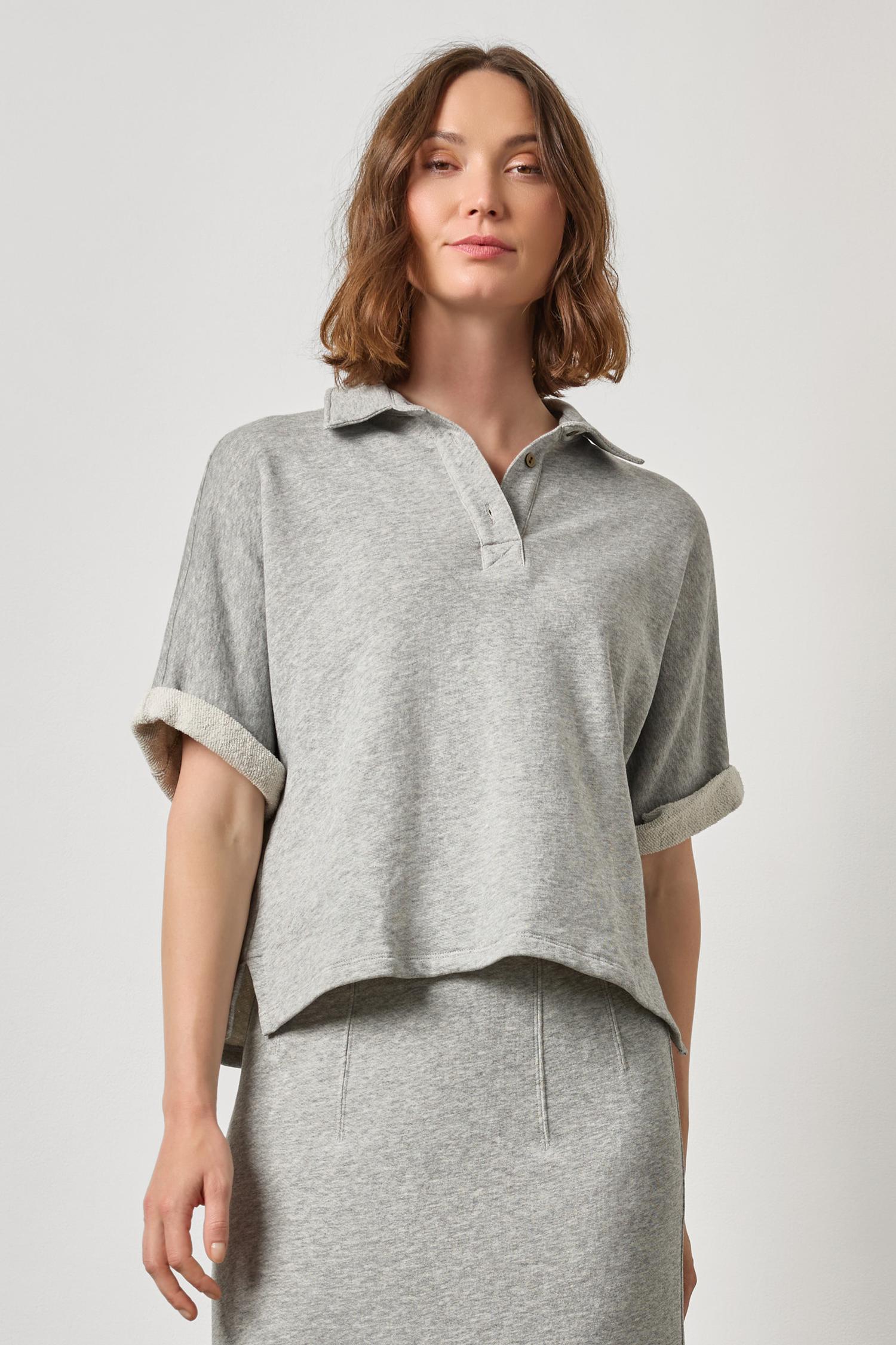Oversized Terry Polo - Heather Grey-Lilla P-Happy on Main