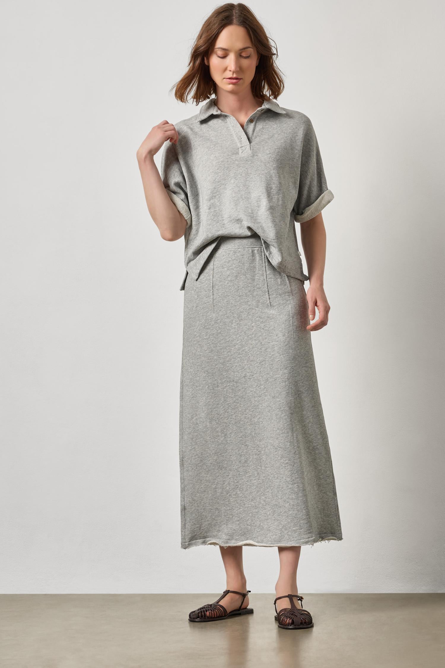 Oversized Terry Polo - Heather Grey-Lilla P-Happy on Main