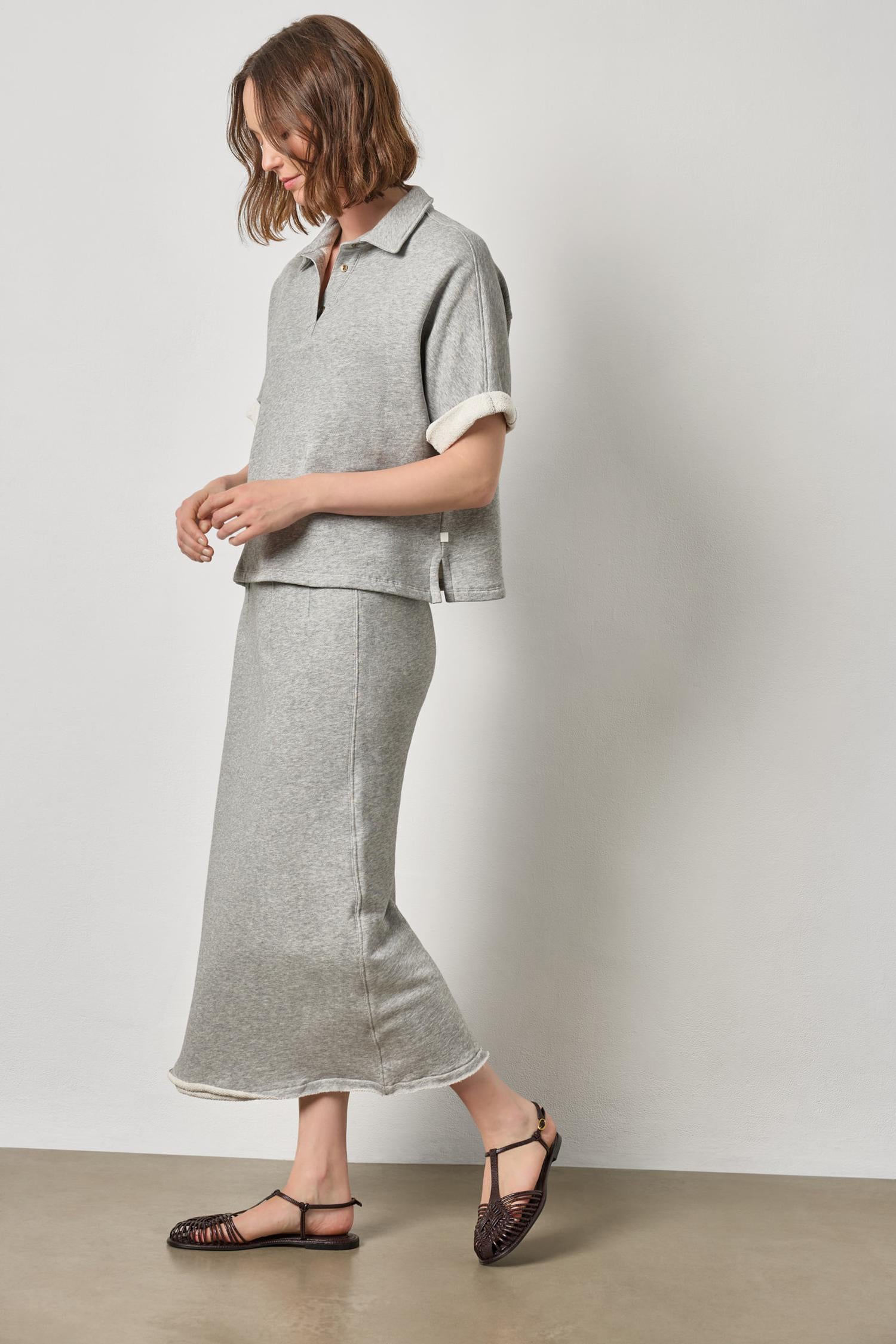 Oversized Terry Polo - Heather Grey-Lilla P-Happy on Main