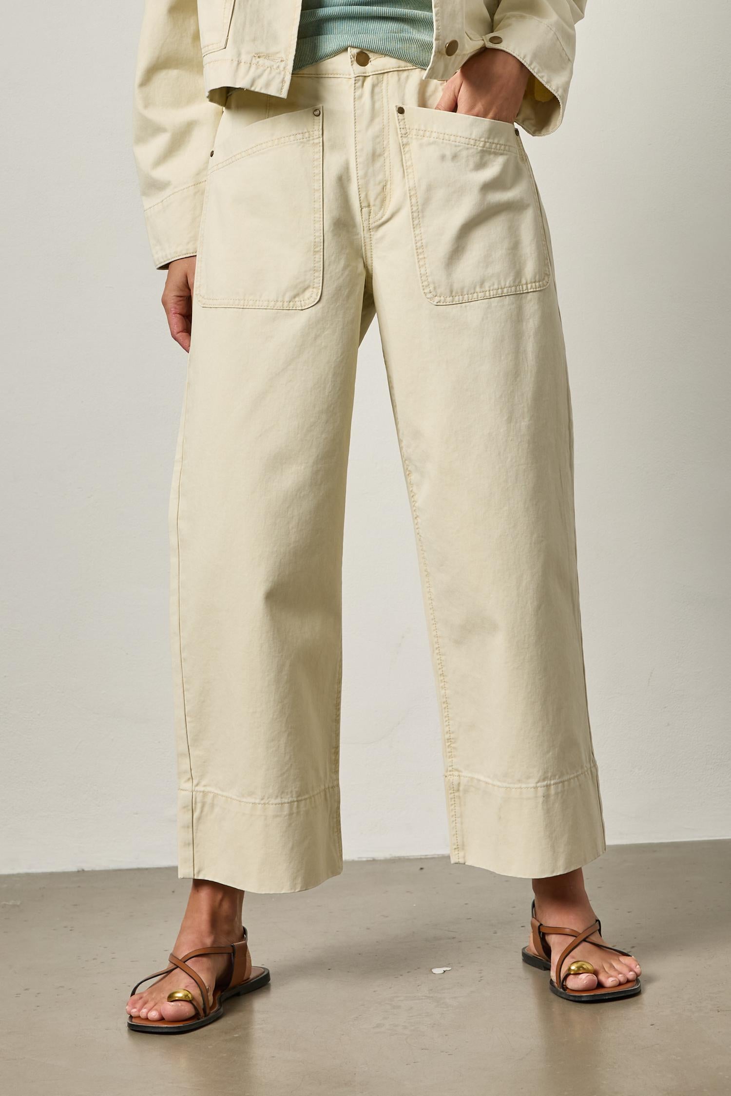 Twill Straight Leg Pant - Parchment-Lilla P-Happy on Main