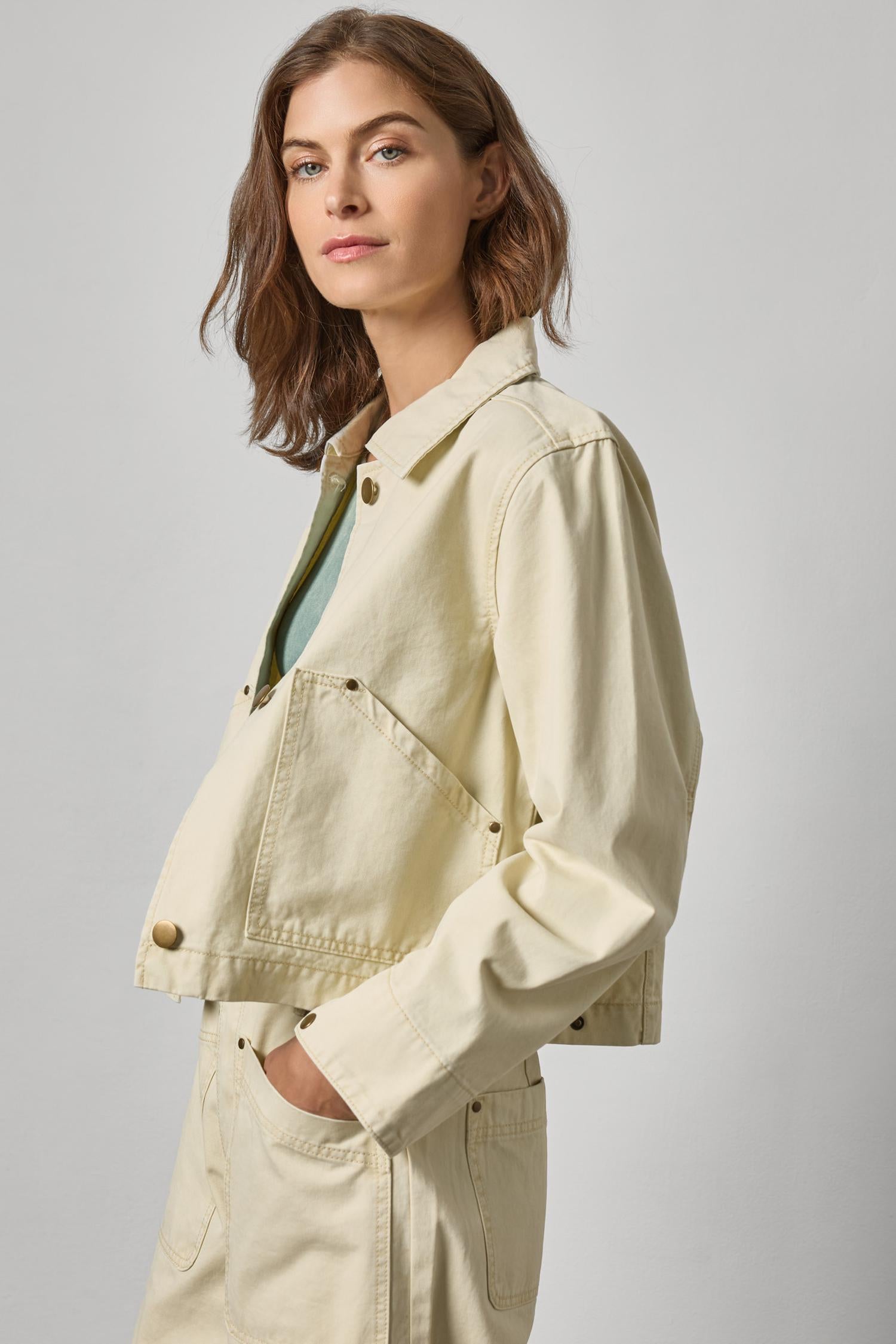 Twill Utility Jacket - Parchment-Lilla P-Happy on Main