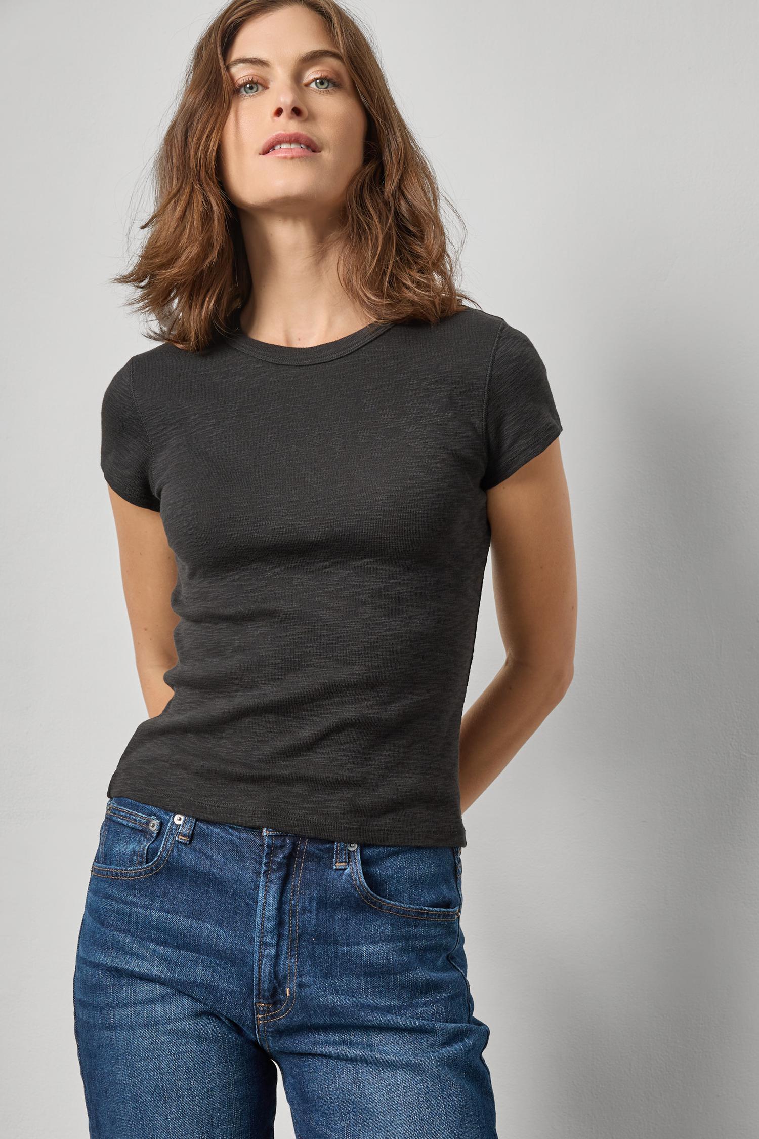 Ribbed Slub Crewneck Tee - Black-Lilla P-Happy on Main