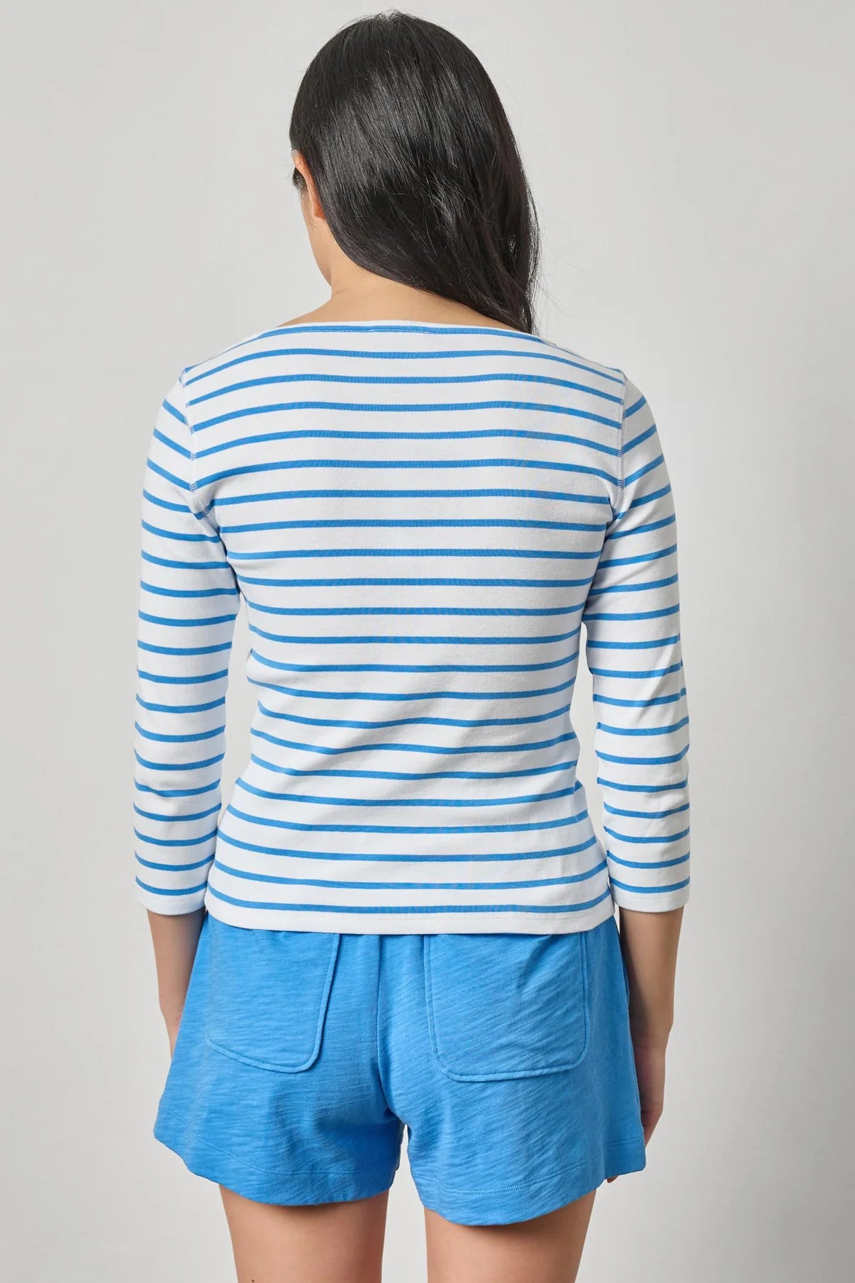 Rib Stripe 3/4 Boatneck - Regatta Stripe-Lilla P-Happy on Main