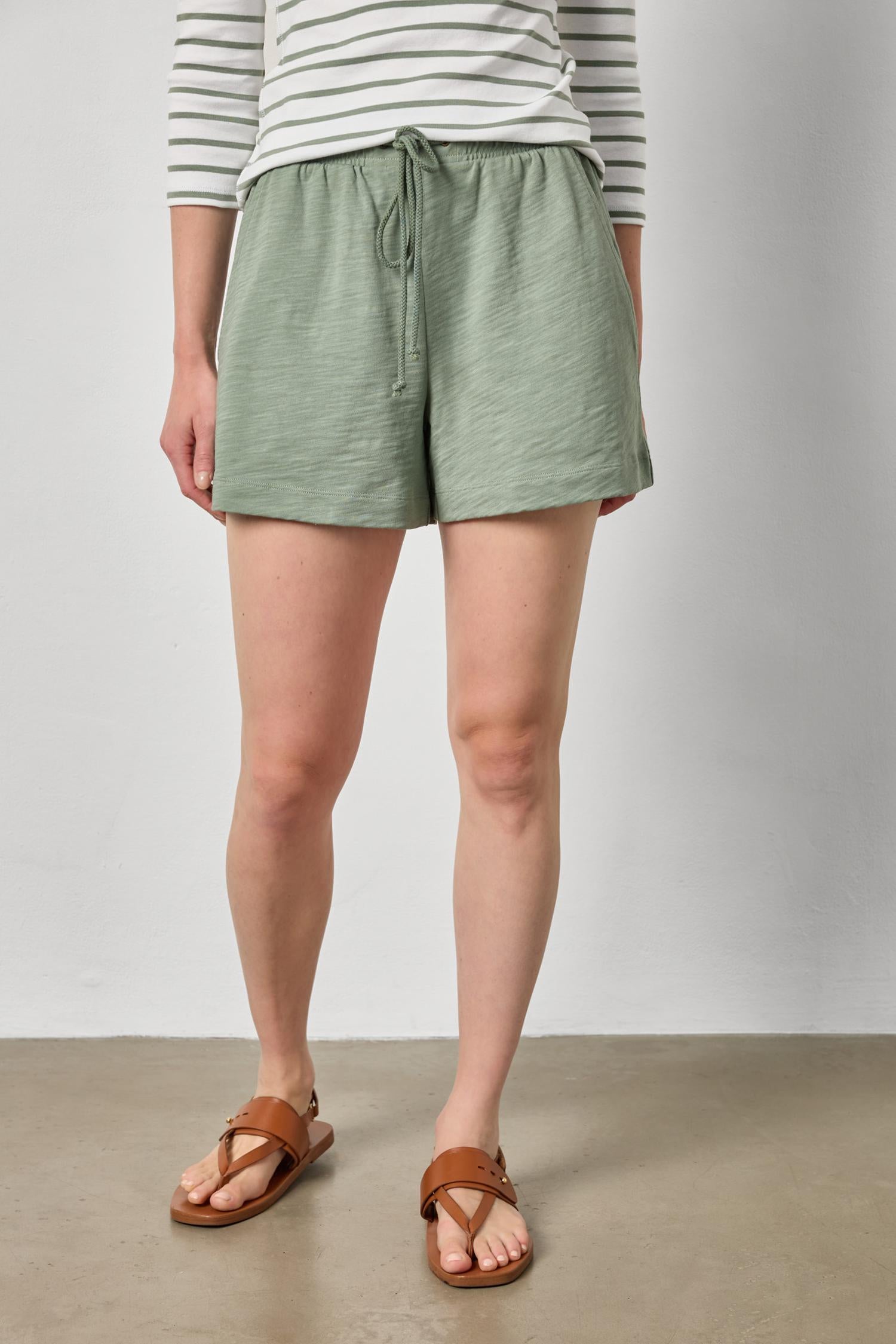 Elastic Waist Drawcord Short - Sage-Lilla P-Happy on Main