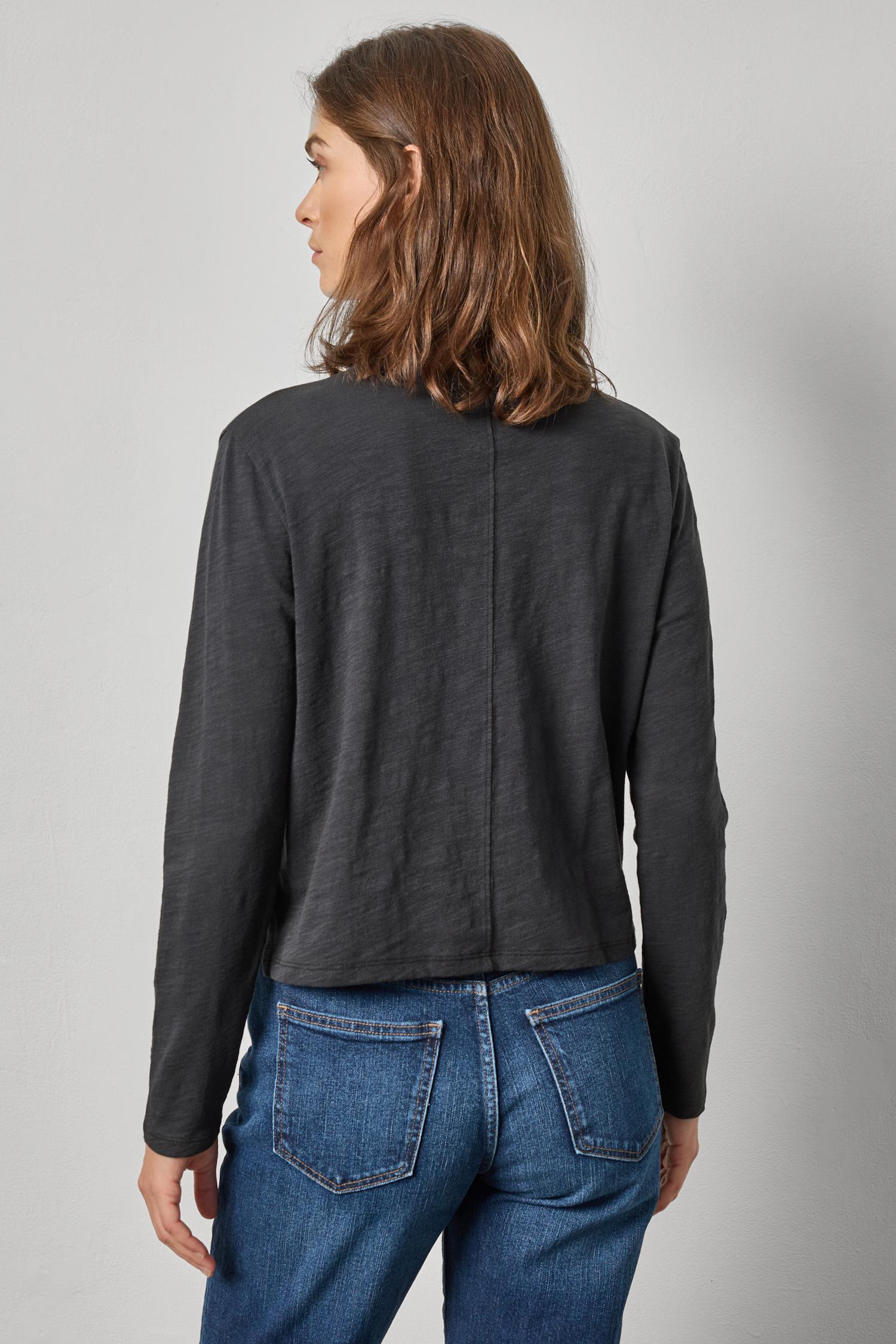 Long Sleeve Cropped Boyfriend - Black-Lilla P-Happy on Main