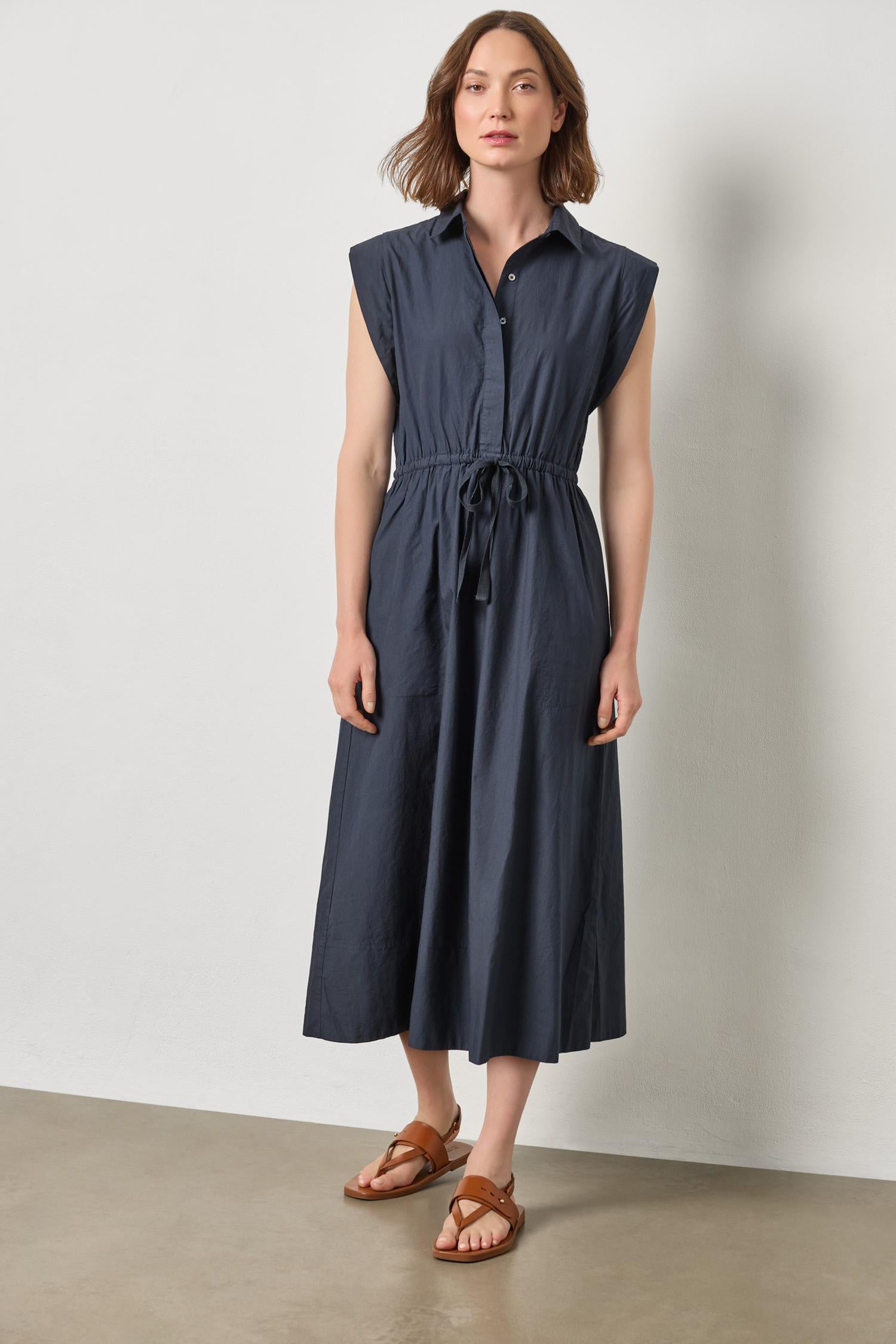 Gusset Sleeve Maxi Dress - Navy-Lilla P-Happy on Main
