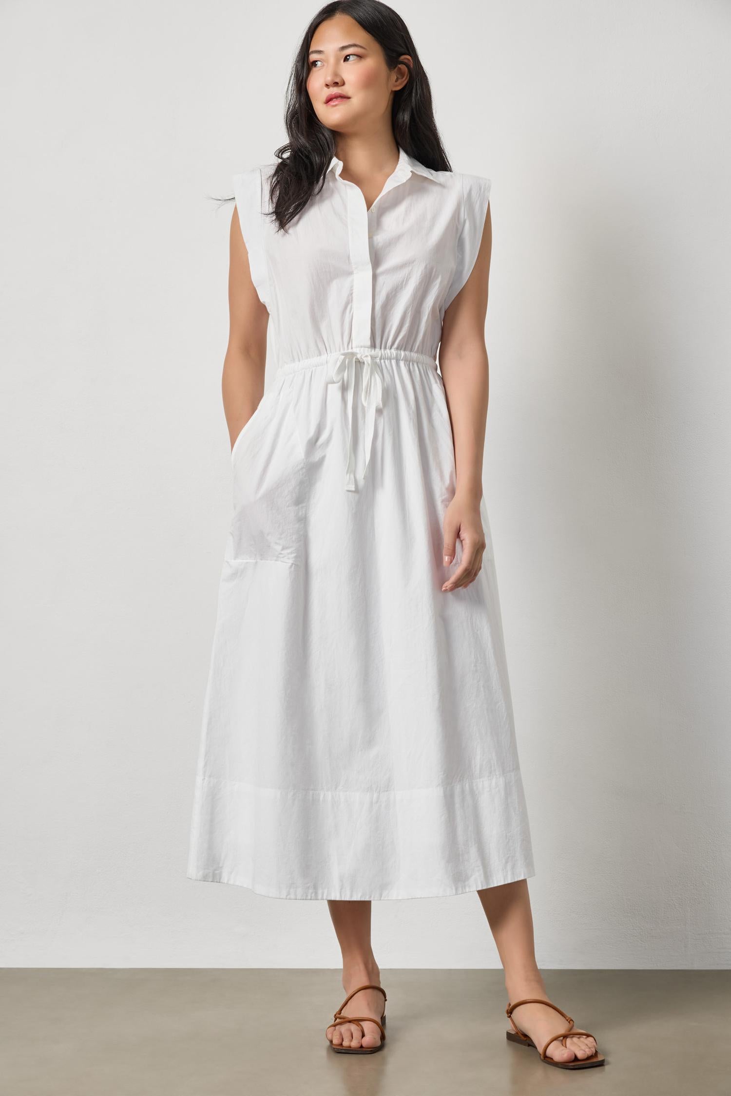 Gusset Sleeve Maxi Dress - White-Lilla P-Happy on Main