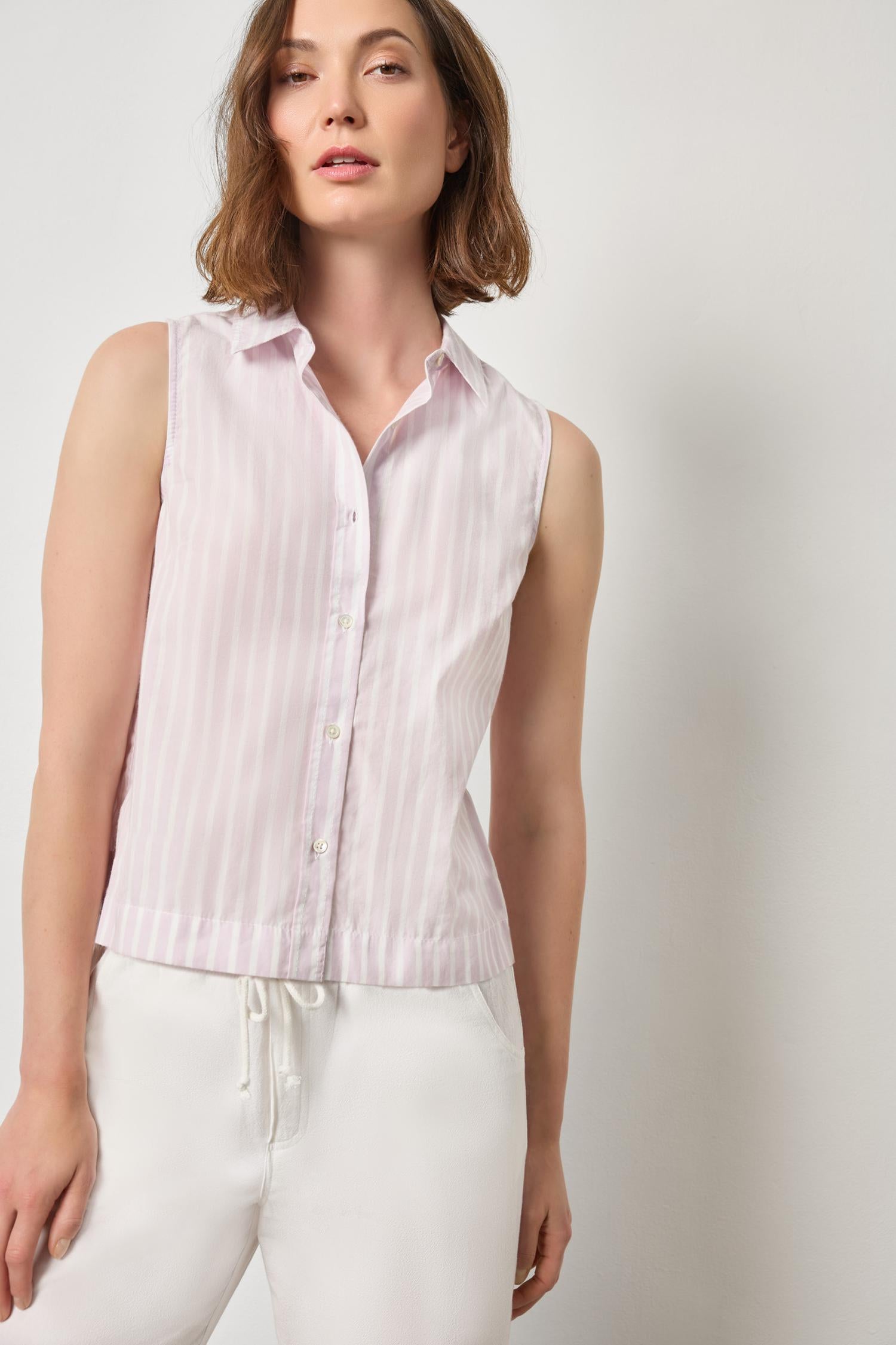Striped Sleeveless Shirt - Lavender Stripe-Lilla P-Happy on Main