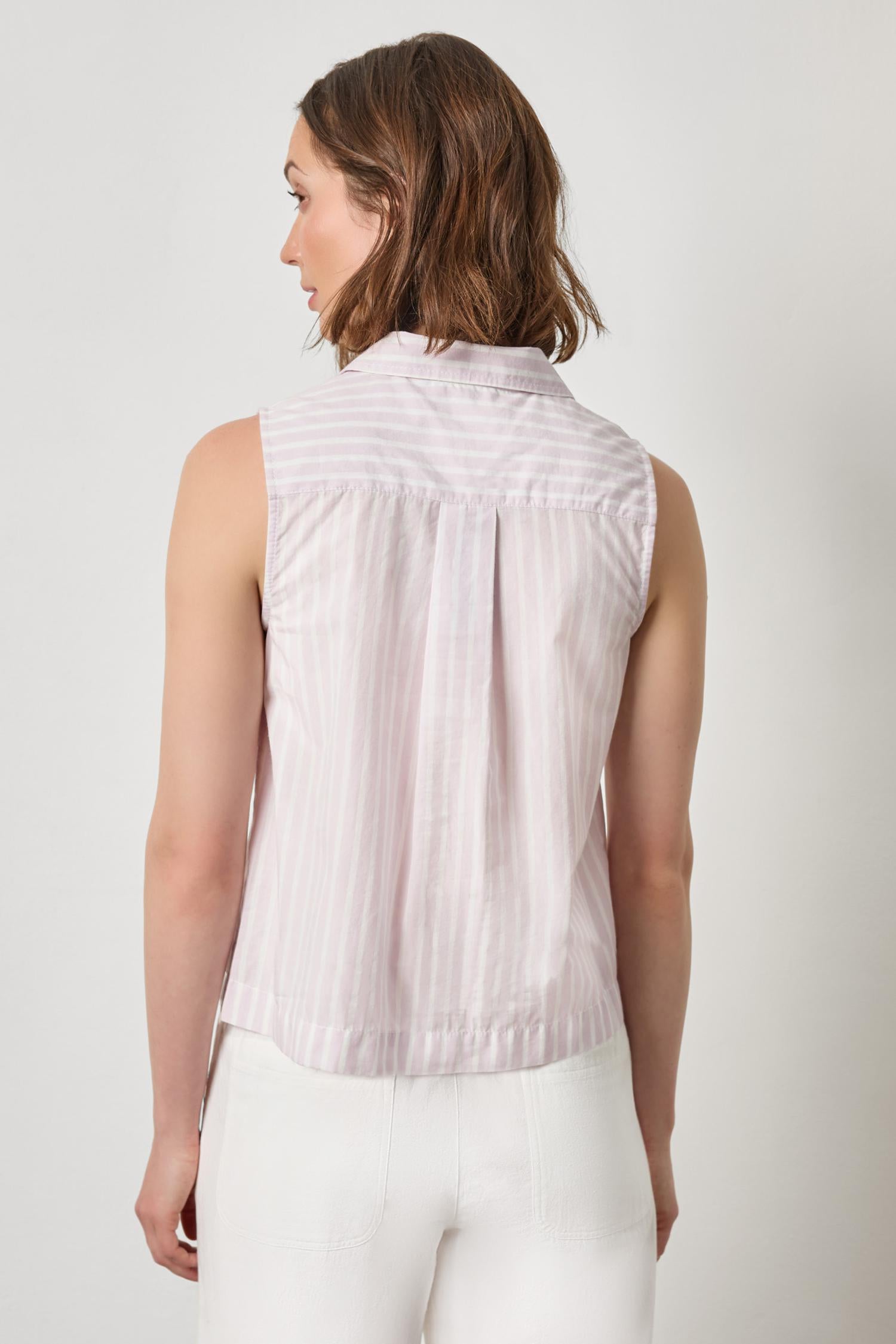 Striped Sleeveless Shirt - Lavender Stripe-Lilla P-Happy on Main