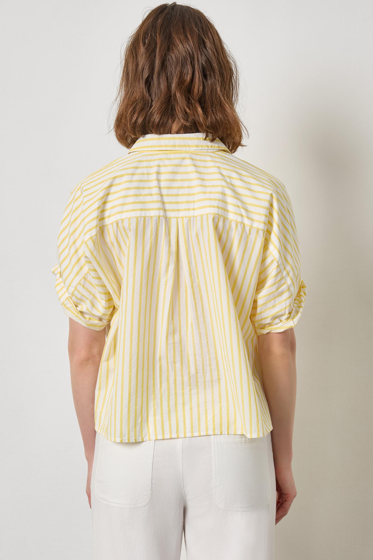 Striped Oversized Button Down Dolman - Sunflower Stripe-Lilla P-Happy on Main
