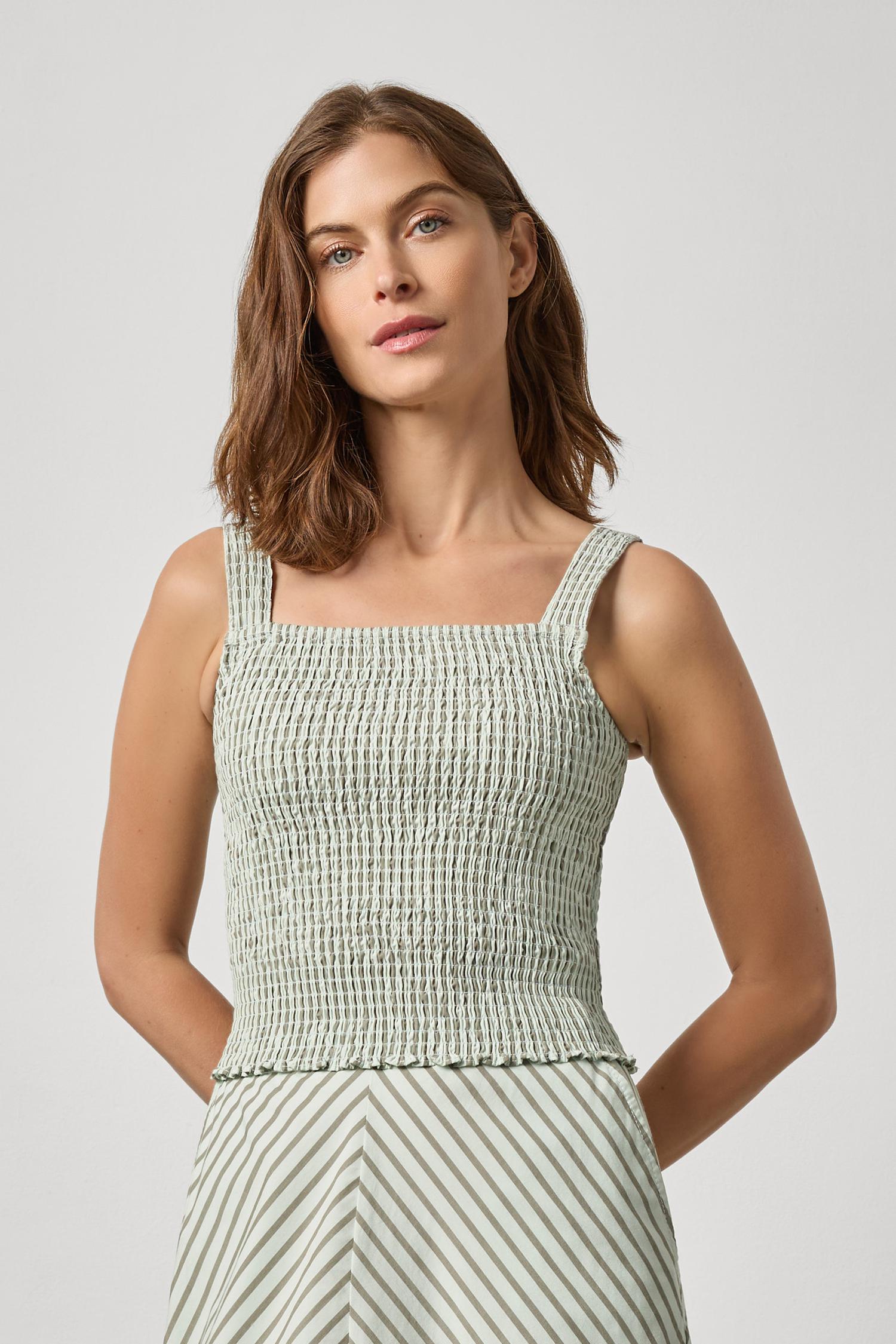 Striped Smocked Tank - Pool Stripe-Lilla P-Happy on Main