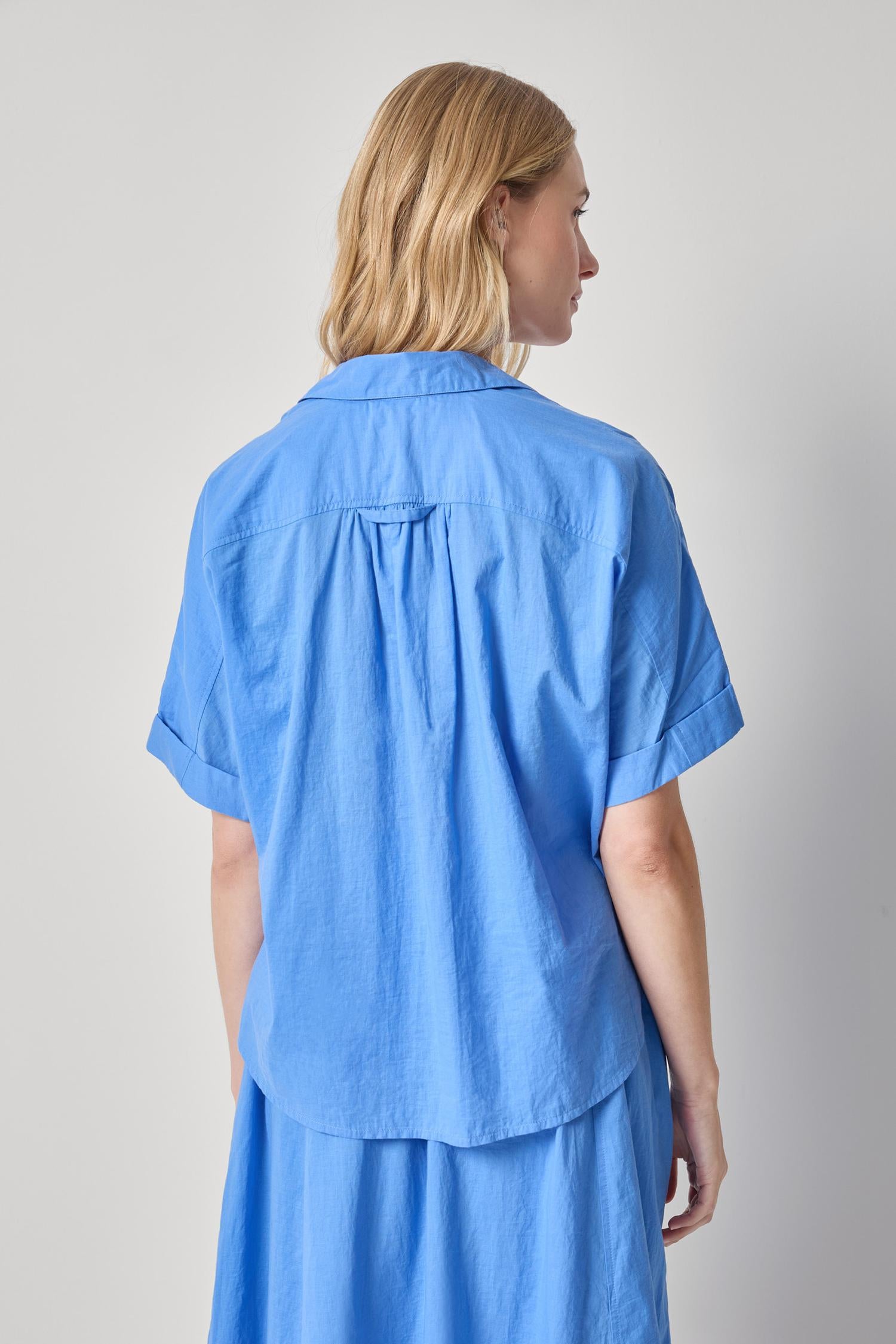 Elbow Sleeve Button Down - Ultramarine-Lilla P-Happy on Main