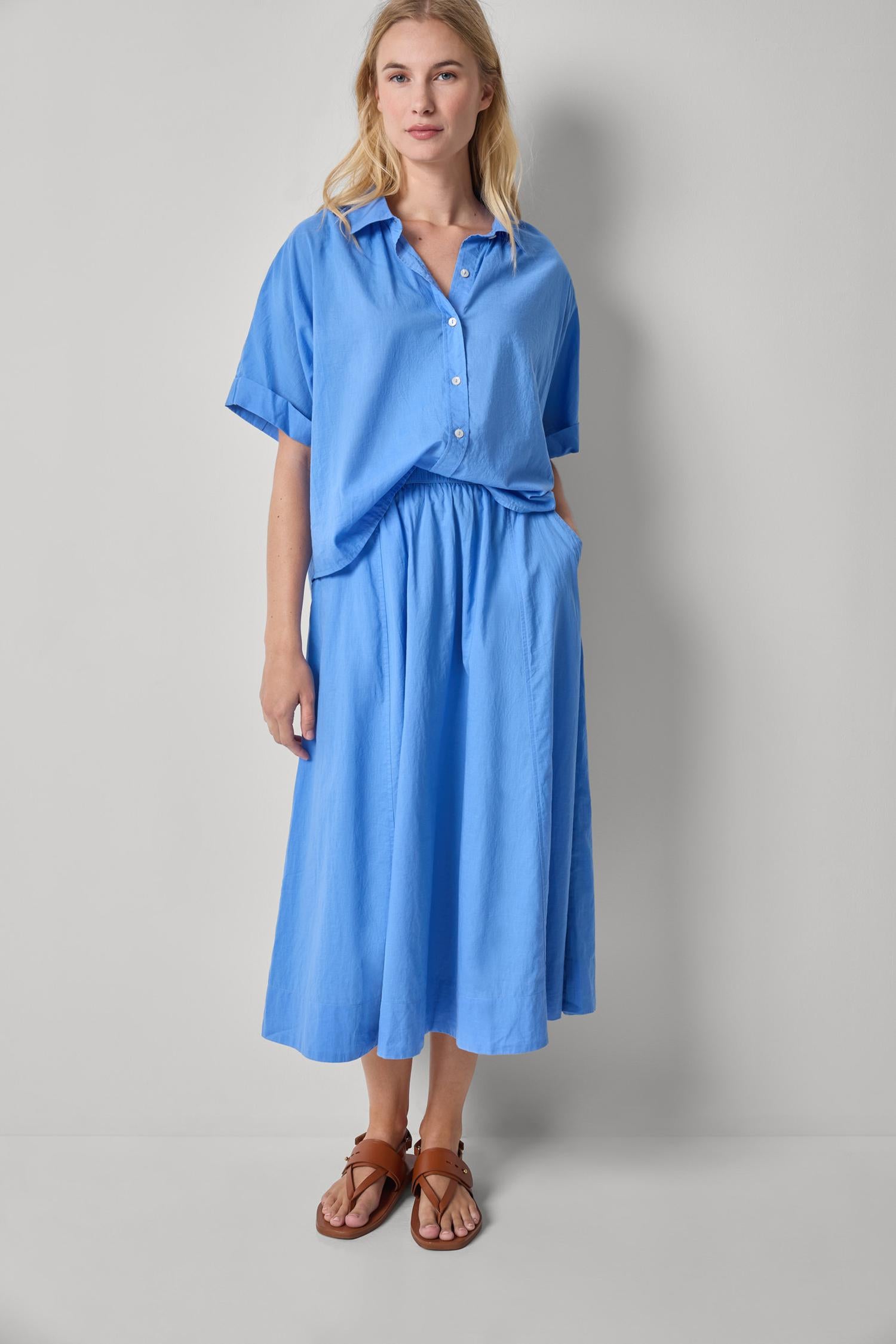 Elbow Sleeve Button Down - Ultramarine-Lilla P-Happy on Main
