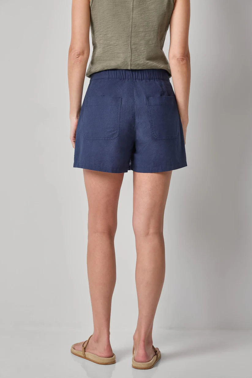 Linen Blend Skort - Navy