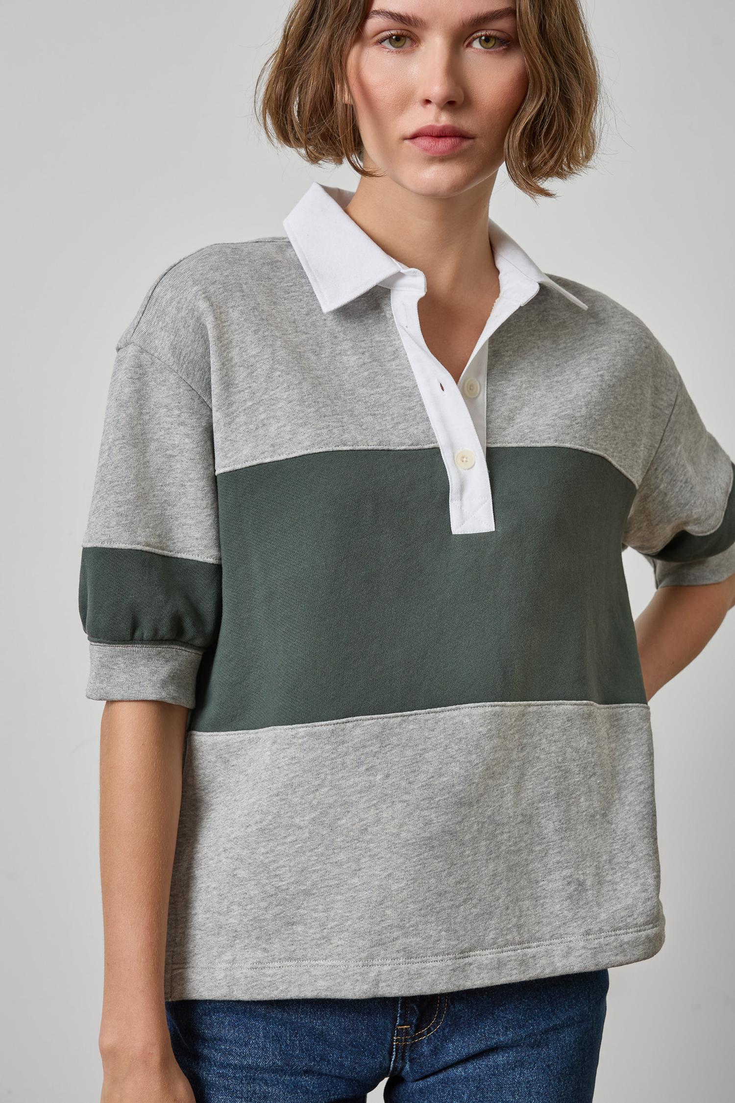 Oversized Elbow Sleeve Rugby - Heather Grey Rugby-Lilla P-Happy on Main