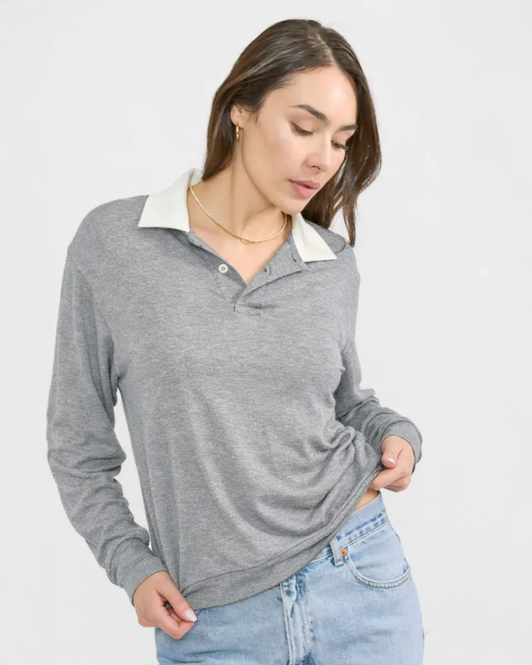 Wellington Rugby Polo - Heather Grey-Maison Wheat-Happy on Main