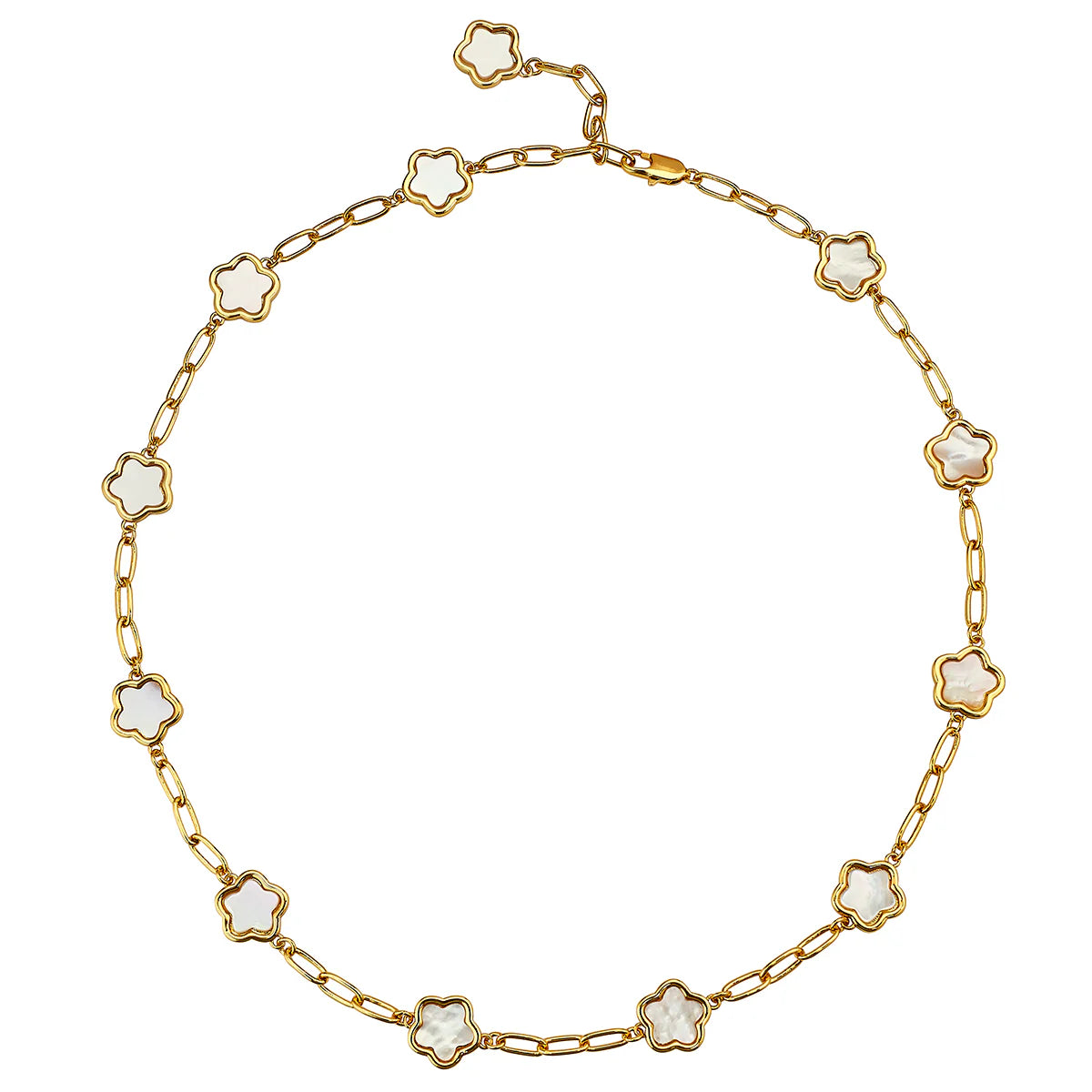 14k gold dipped mother of pearl Lilia station necklace. 