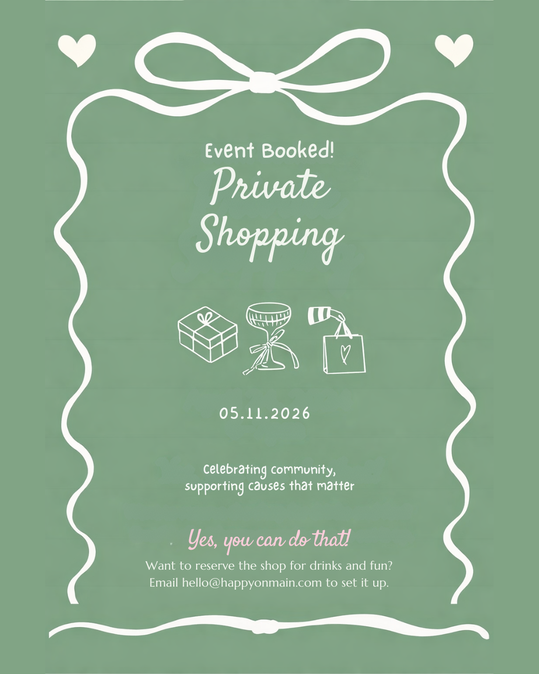 Happy Event Booked! 5/11-Happy on Main-Happy on Main