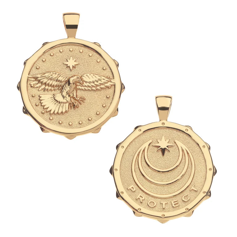 PROTECT Eagle JW Original Pendant Coin - 18" Drawn Link Chain-Jane Win-Happy on Main