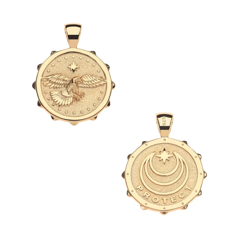 PROTECT Eagle JW Small Pendant Coin - 16-18" Classic Rolo Chain-Jane Win-Happy on Main