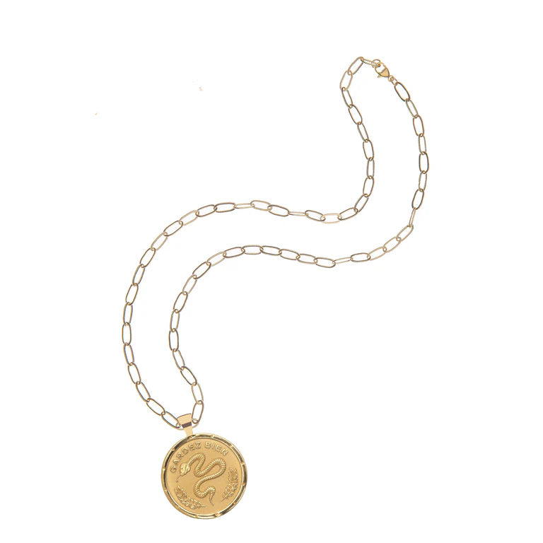 PROTECT JW Original Pendant Coin - 18" Drawn Link Chain-Jane Win-Happy on Main