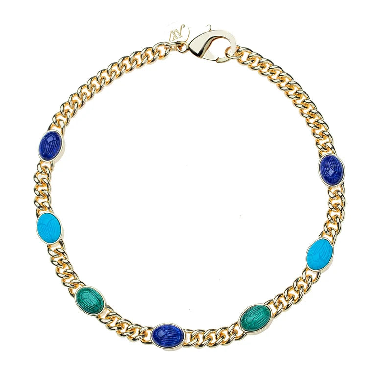 Protect Scarab Curb Chain Necklace-Jane Win-Happy on Main