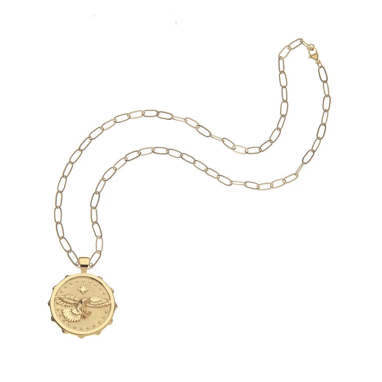 PROTECT Eagle JW Original Pendant Coin - 18" Drawn Link Chain-Jane Win-Happy on Main