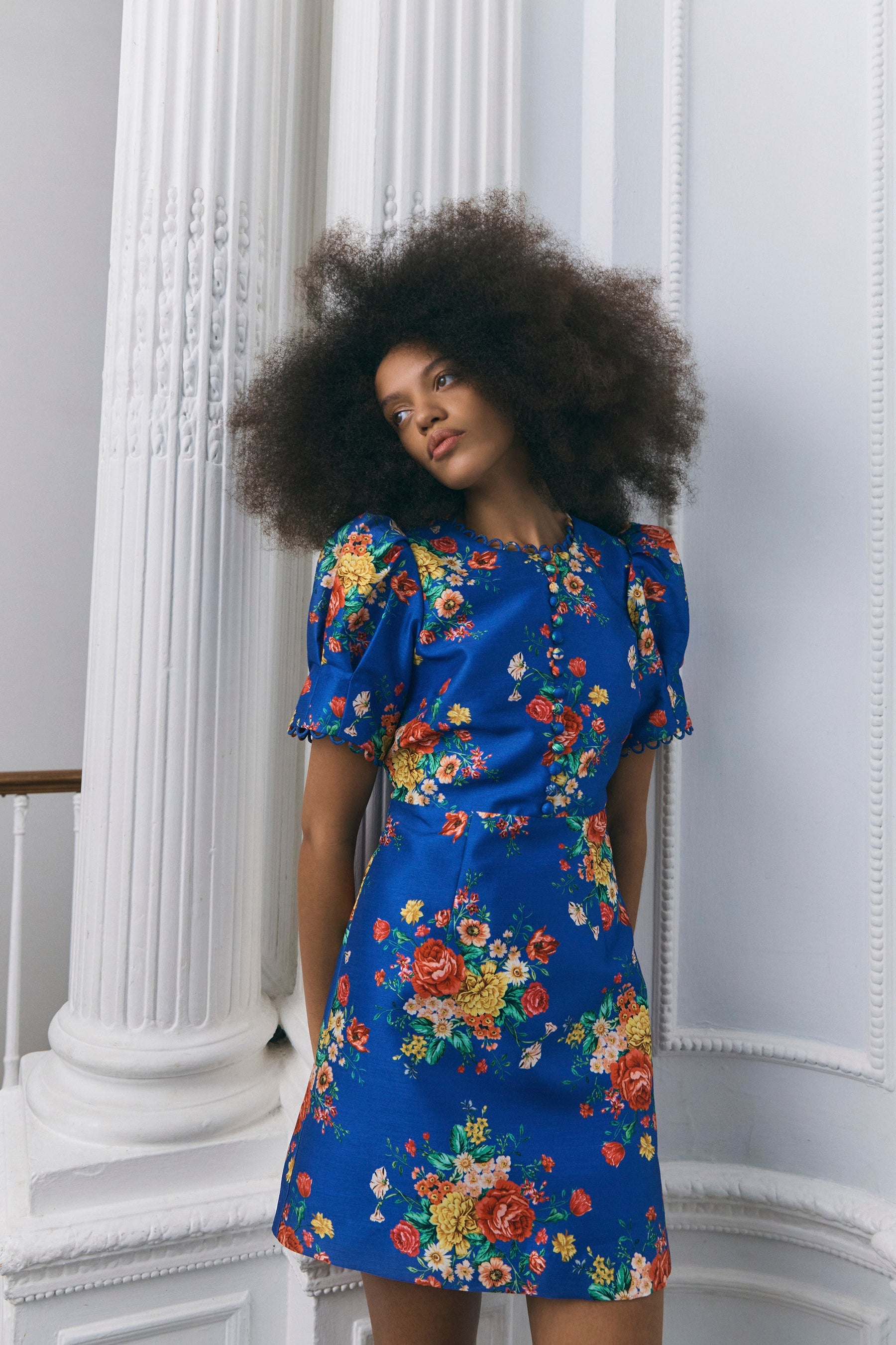 Margot Dress - Dutch Floral Cobalt-Queens of Archive-Happy on Main