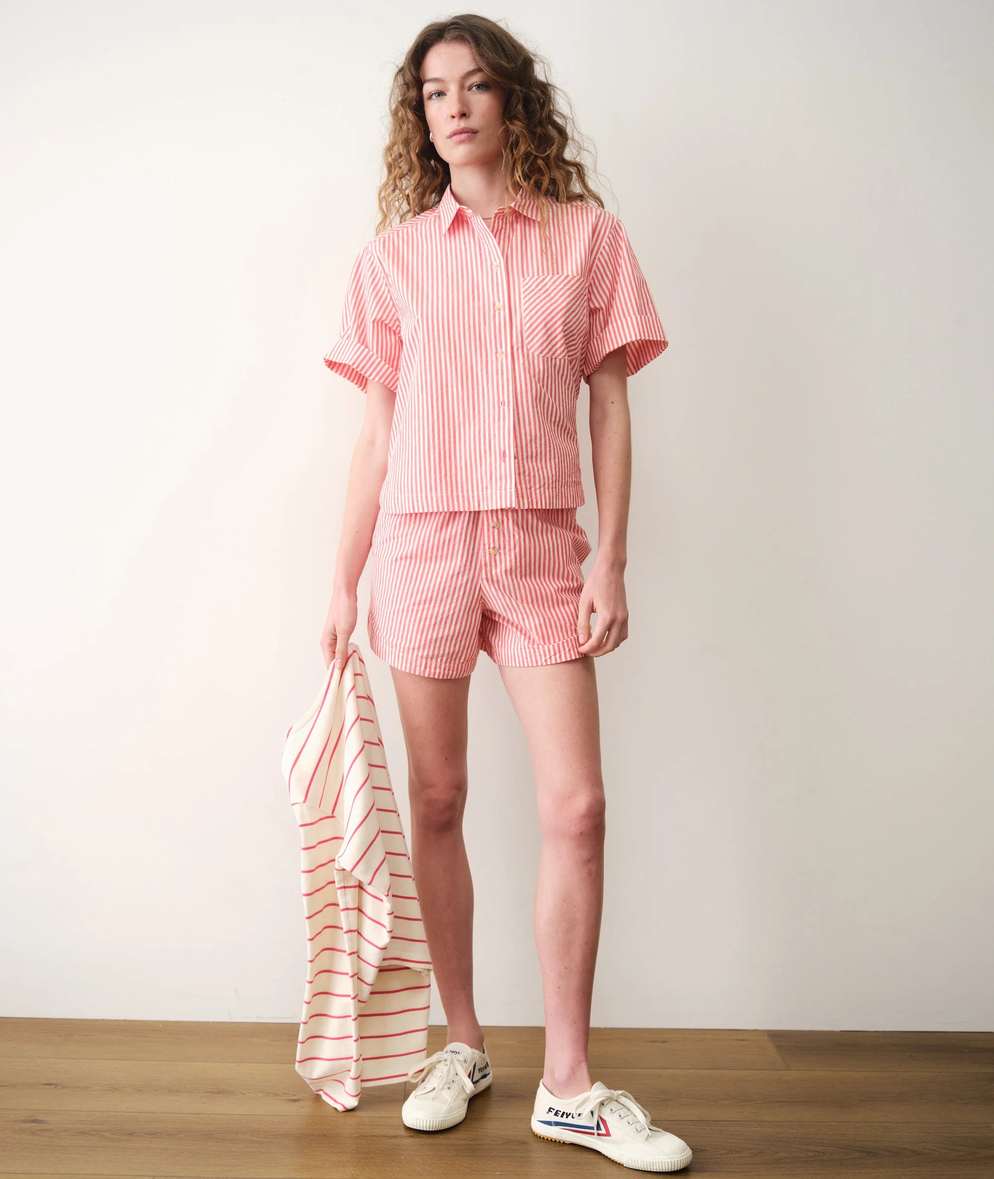 Joy Poplin Boxer Short - Cherry Stripe-Marine Layer-Happy on Main