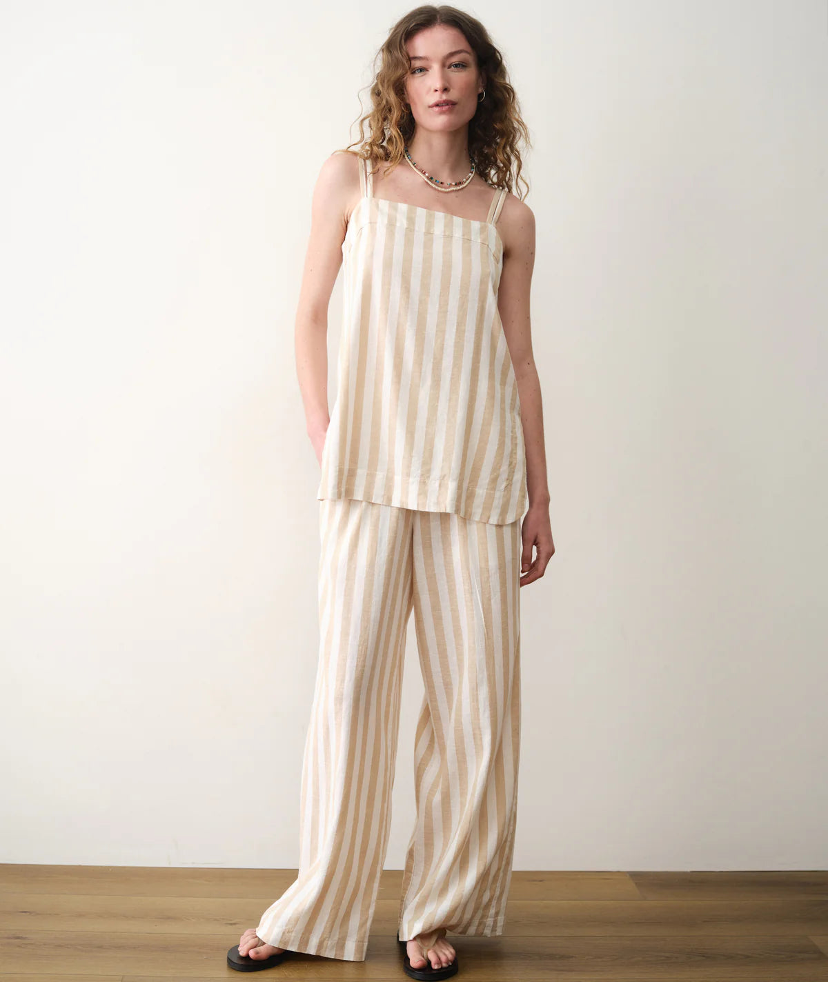 Allison Hemp Trouser - Tuscan Stripe-Marine Layer-Happy on Main