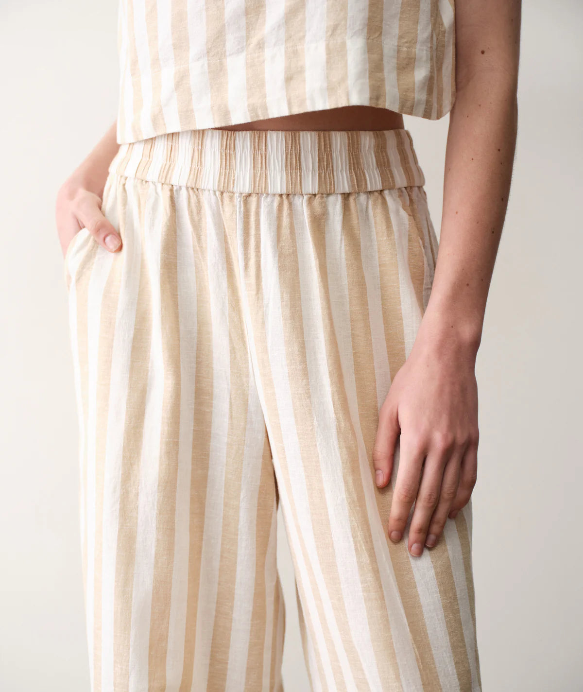 Allison Hemp Trouser - Tuscan Stripe-Marine Layer-Happy on Main