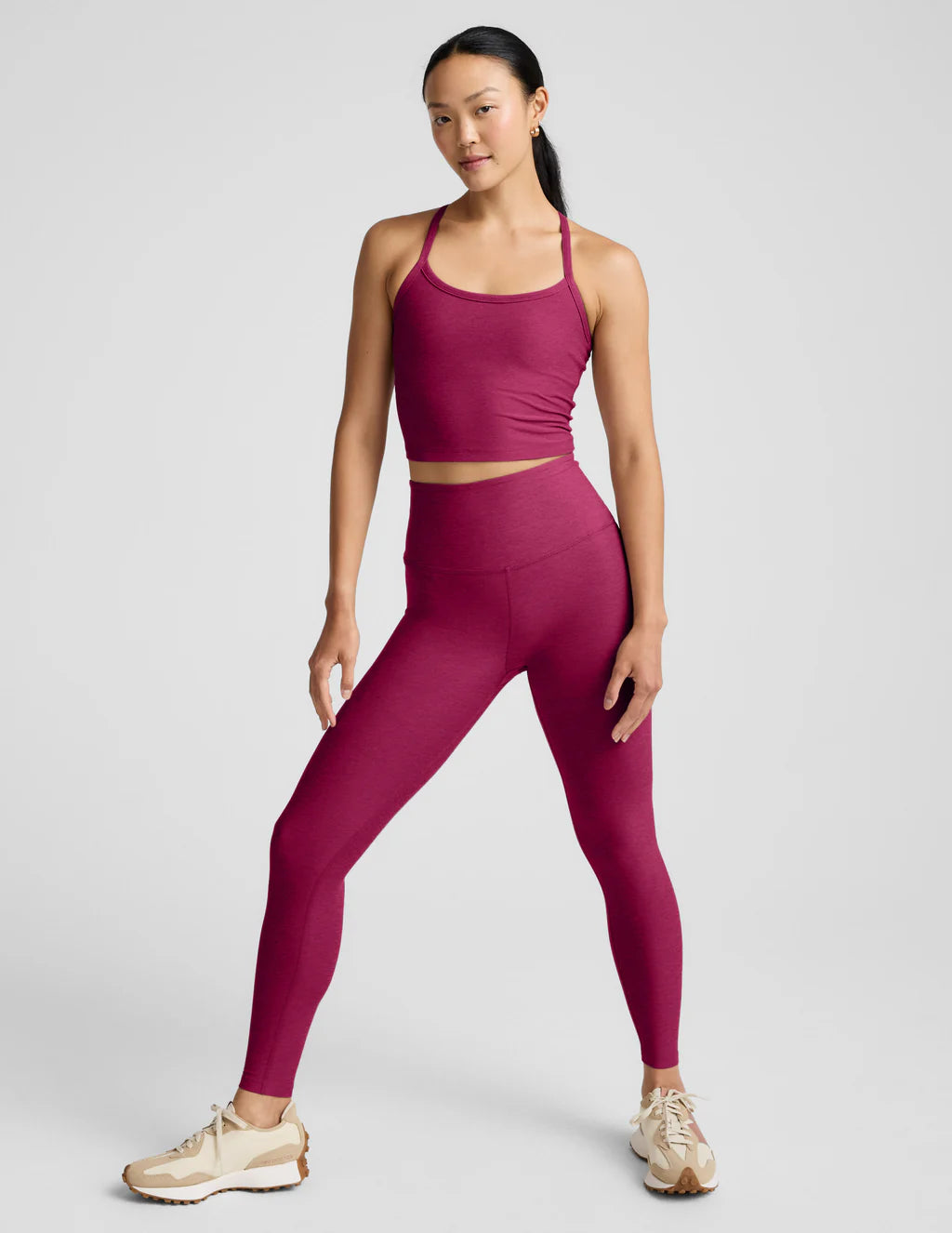 Spacedye Slim Racerback Cropped Tank - Sangria Heather-Beyond Yoga-Happy on Main