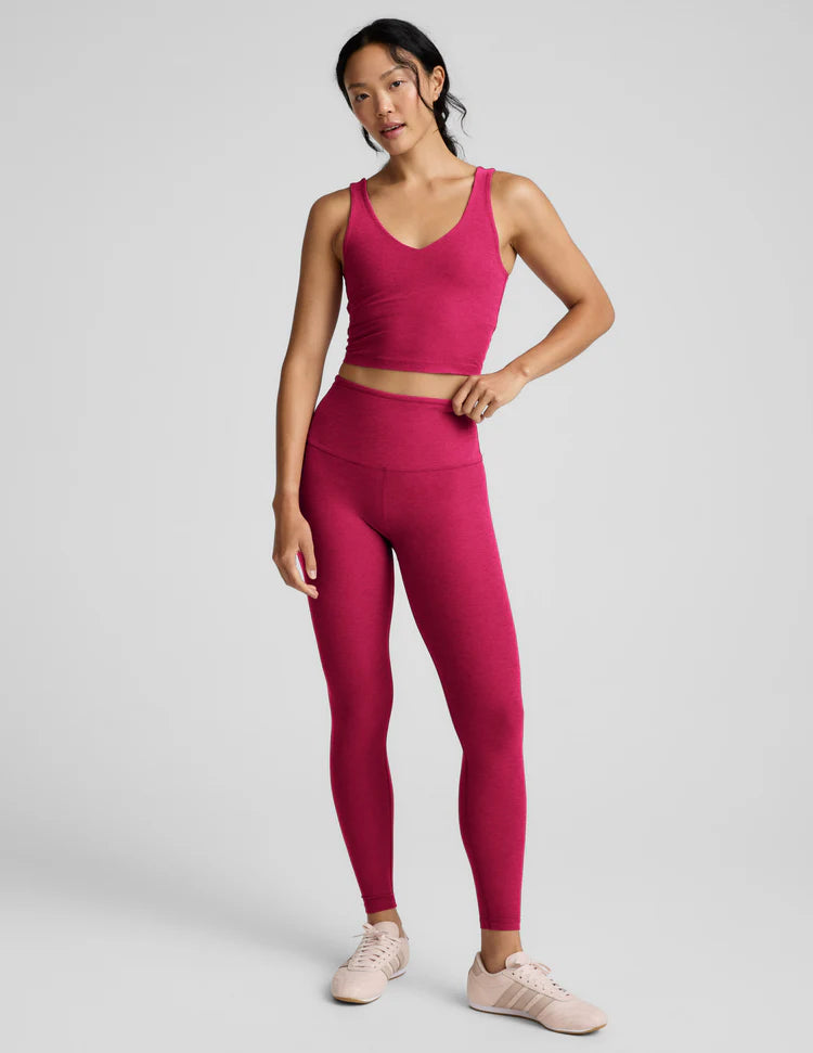 Spacedye Good Day Cropped Tank - Berry Red Heather-Beyond Yoga-Happy on Main