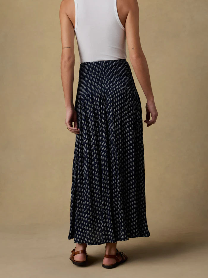 Sophia Smocked Skirt - Navy Lotus Floral-Faherty-Happy on Main