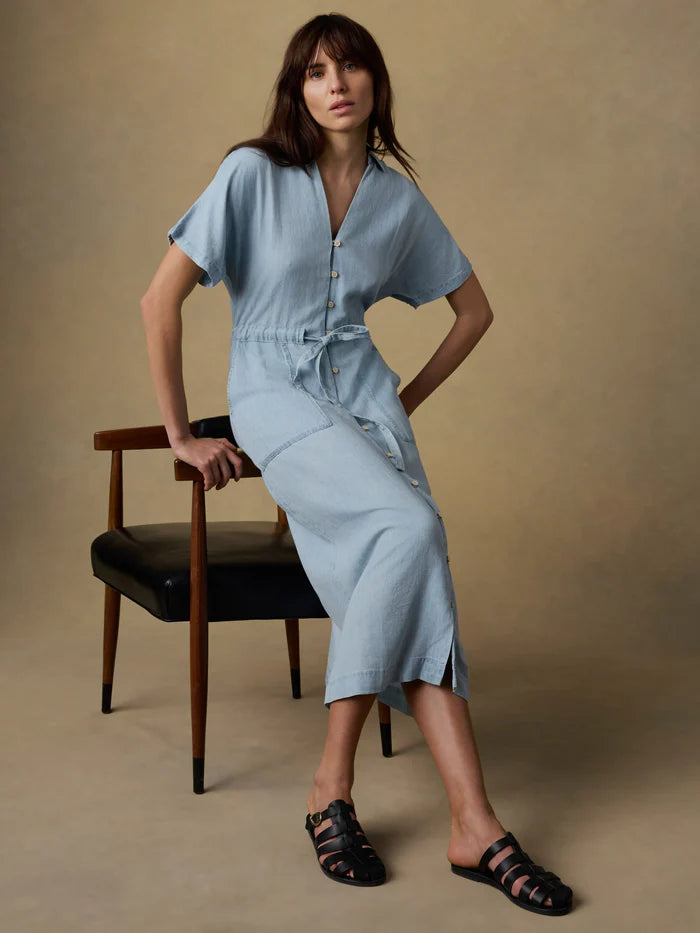 Tried & True Oakley Midi Dress - Arctic Sea Wash-Faherty-Happy on Main