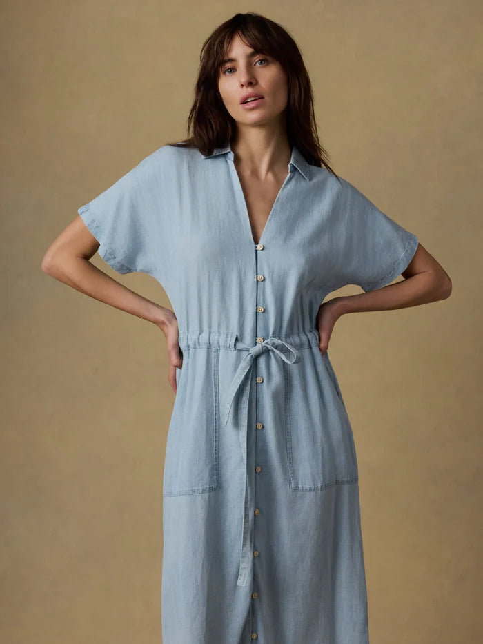 Tried & True Oakley Midi Dress - Arctic Sea Wash-Faherty-Happy on Main