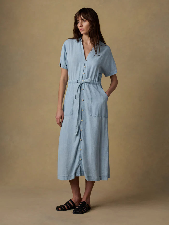Tried & True Oakley Midi Dress - Arctic Sea Wash-Faherty-Happy on Main