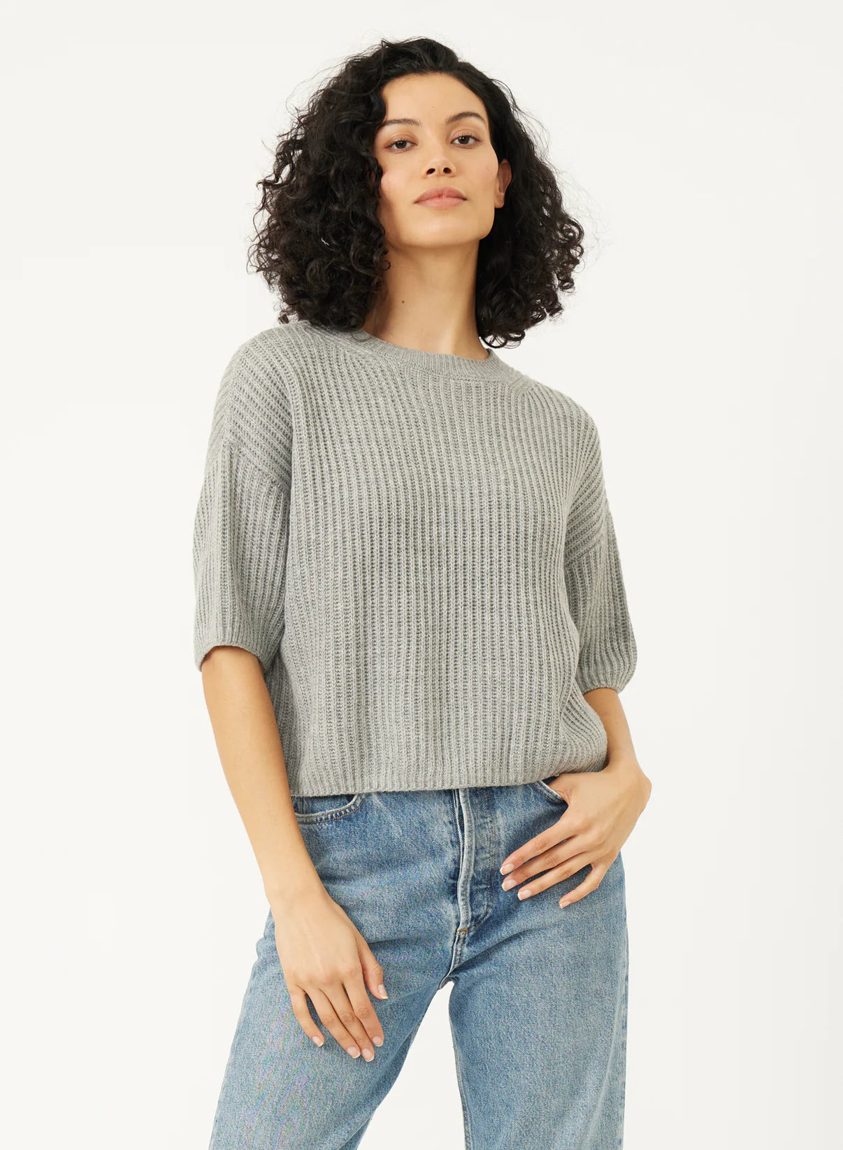 Harper Tee - Heather Grey-Stitches + Stripes-Happy on Main