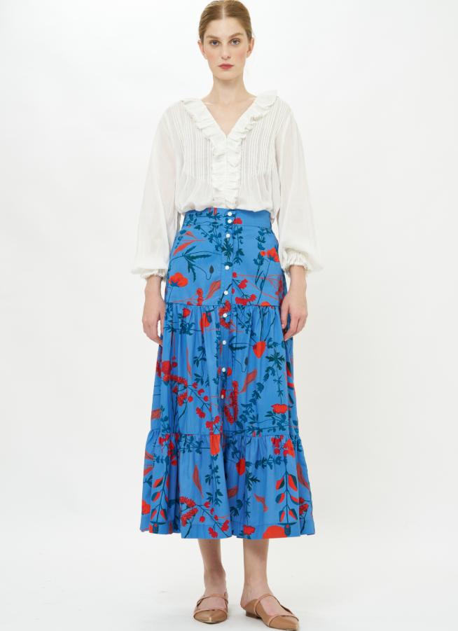 Button Front Skirt-Skirts-Happy on Main